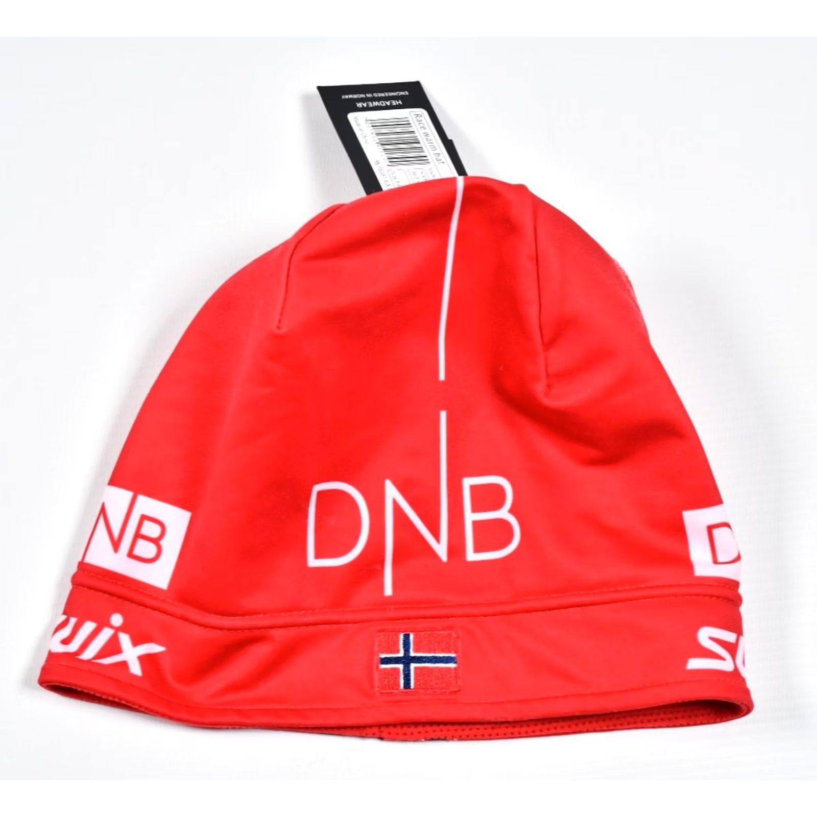 Vintage Swix DNB Norway Race Beanie Hat Mens Size 58 Red 88% Polyester 13% Spandex Geometric Pattern Fall Winter Spring Summer Size ONE SIZE - 2 Thumbnail