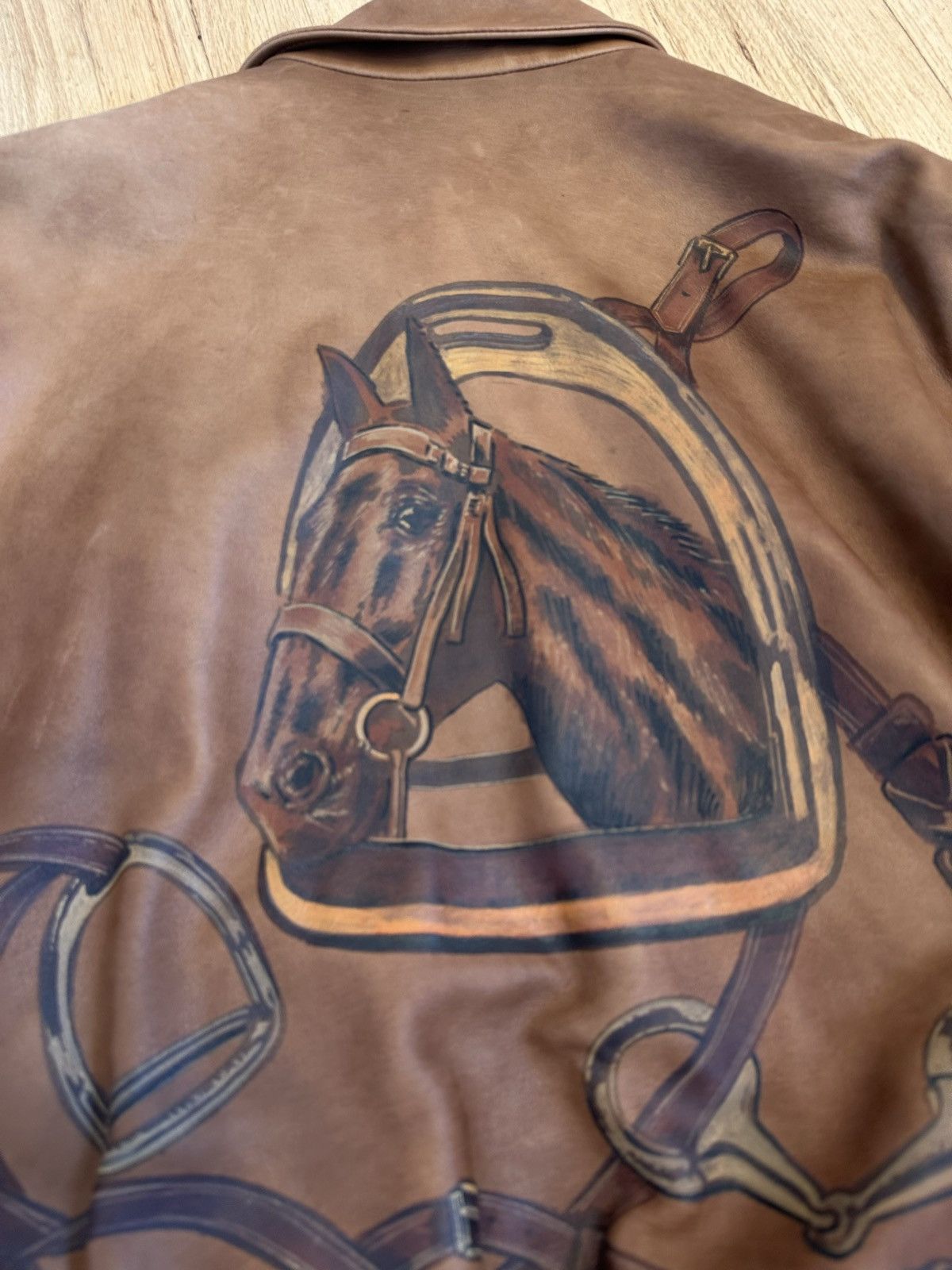 Polo Ralph Lauren × Vintage polo hand painted equestrian leather