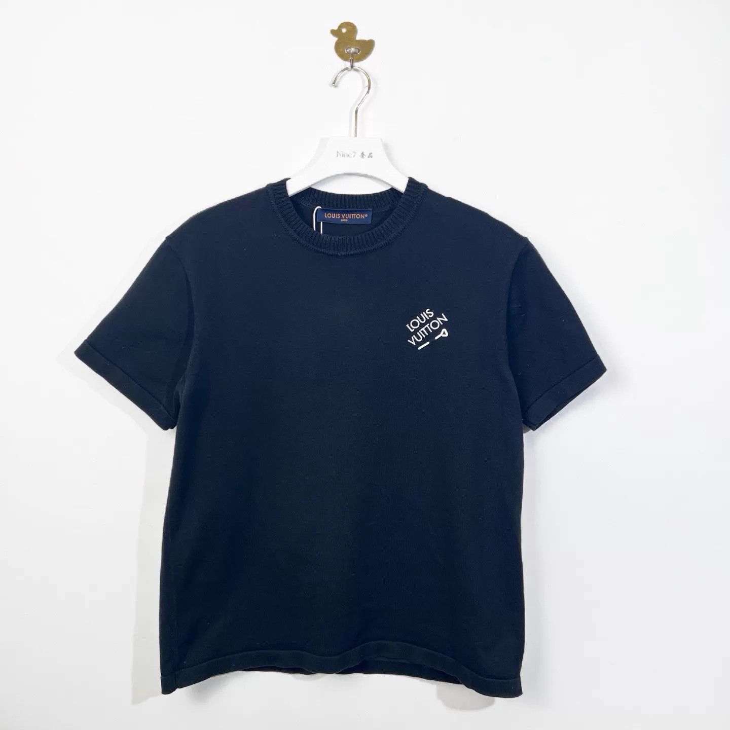 Louis Vuitton LV Embroidered Logo Crew Neck Cotton Knit SS Blk XL Size US XL / EU 56 / 4 - 1 Thumbnail