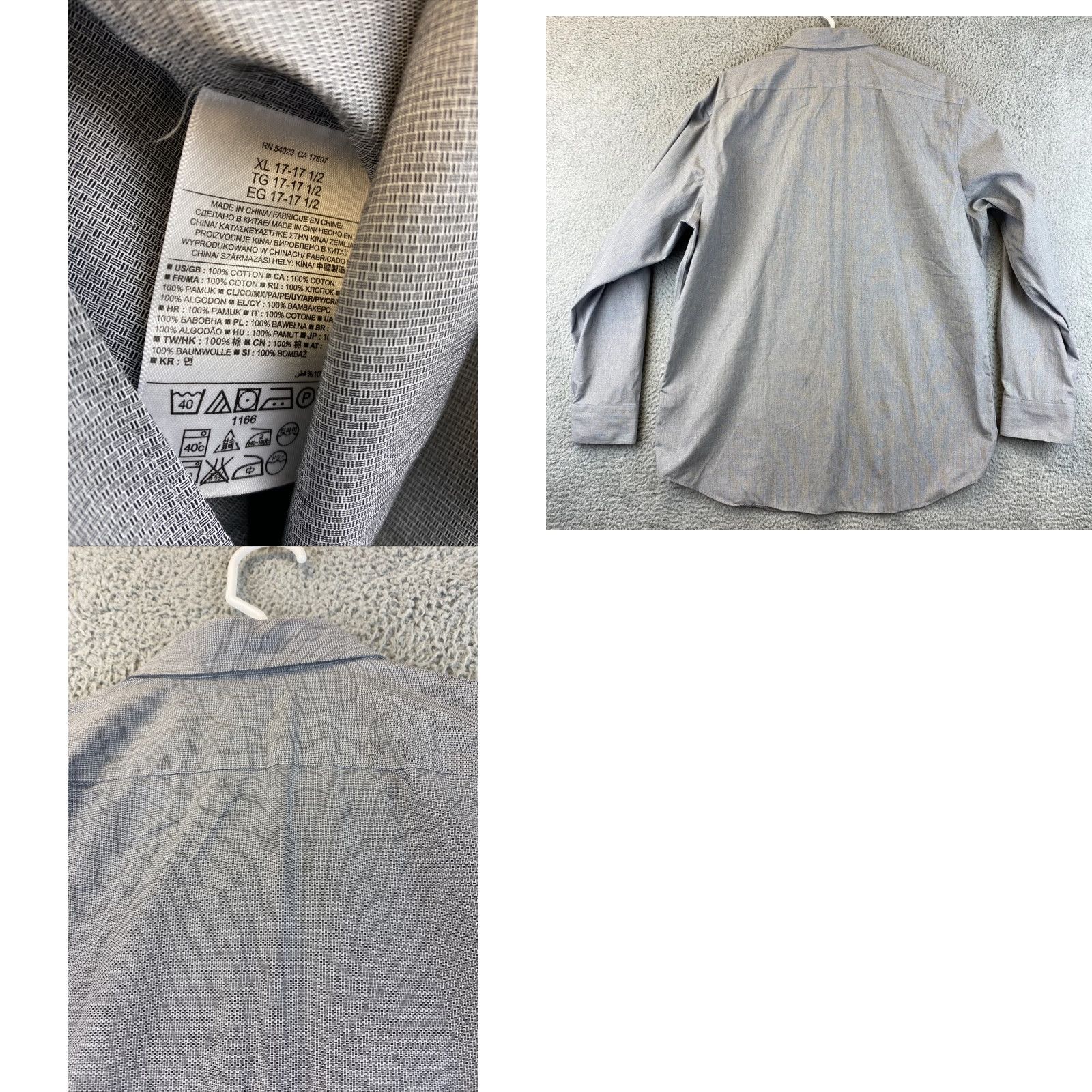 Banana Republic Banana Republic Shirt XL Men's Gray Button-Front /85-31, Cotton Blend, Knit, Button-Down Collar, Long Sleeve, Non-Iron, Regular Fit Size US XL / EU 56 / 4 - 8 Thumbnail