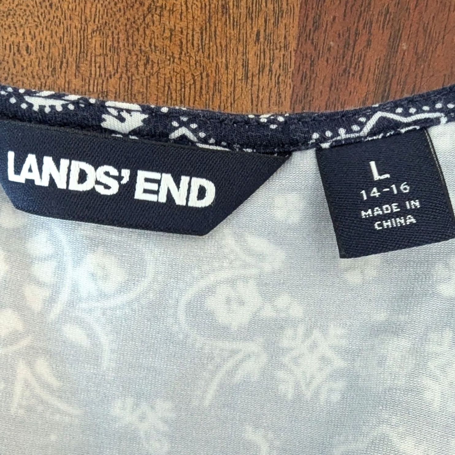 Lands' End Lands' End Dress Navy Blue Paisley Preppy L 14-16 EUC Size XL / US 12-14 / IT 48-50 - 6 Thumbnail