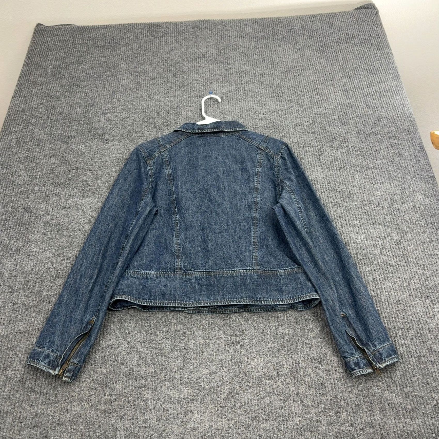 Jones New York Jones New York Jeans Jacket Womens 8 Blue Denim Asymmetrical Zip Moto Biker Size 30" / US 8 / IT 44 - 5 Thumbnail