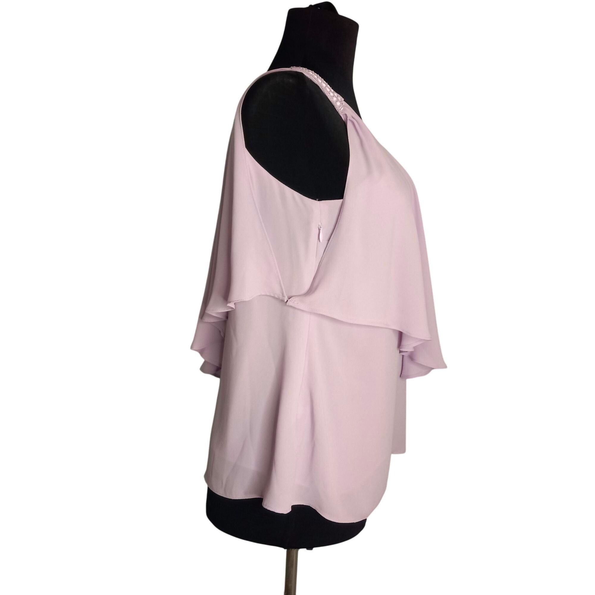 White House Black Market WHBM Size 4 Blouse One Shoulder Layered Chiffon Embellished Size S / US 4 / IT 40 - 4 Thumbnail