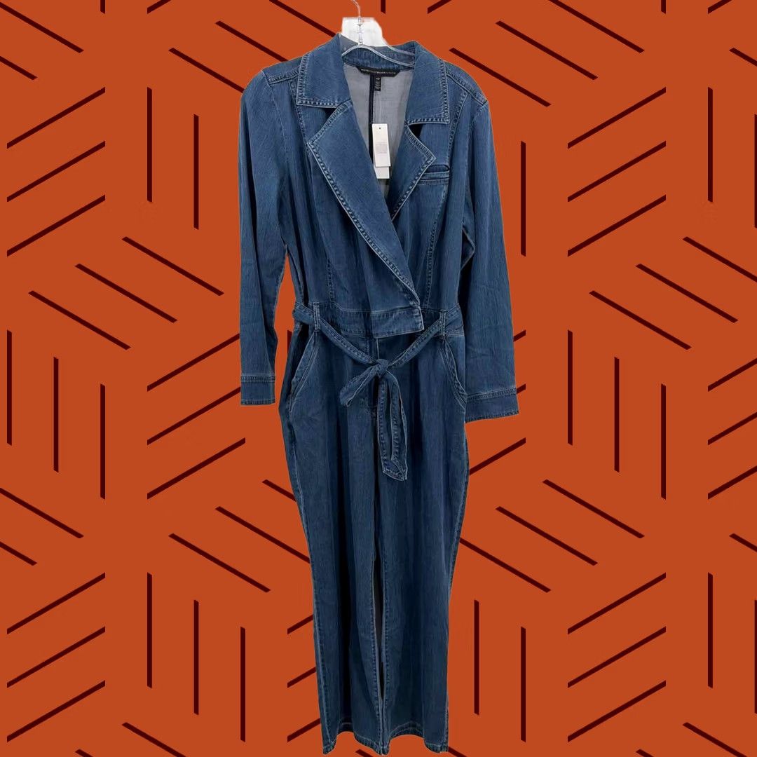 Vintage WHBM Blue Long Sleeve Jumpsuit 14P Petite Size XL / US 12-14 / IT 48-50 - 1 Thumbnail