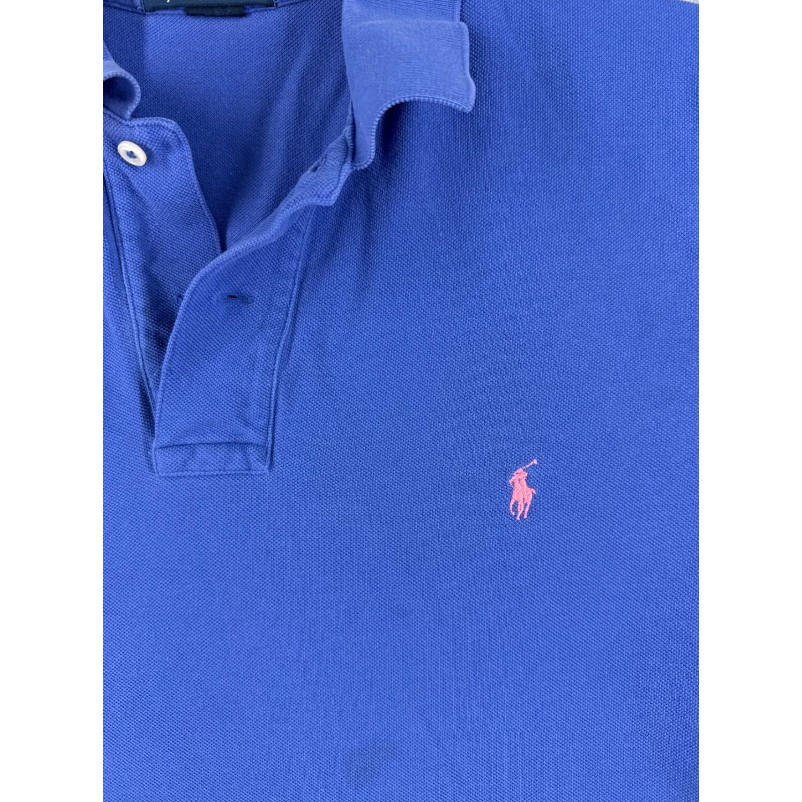 Ralph Lauren VINTAGE Ralph Lauren Polo Shirt Men Large Blue 100% Cotton Knit Short Sleeve Slim PONY Golf Mens Size US L / EU 52-54 / 3 - 6 Thumbnail