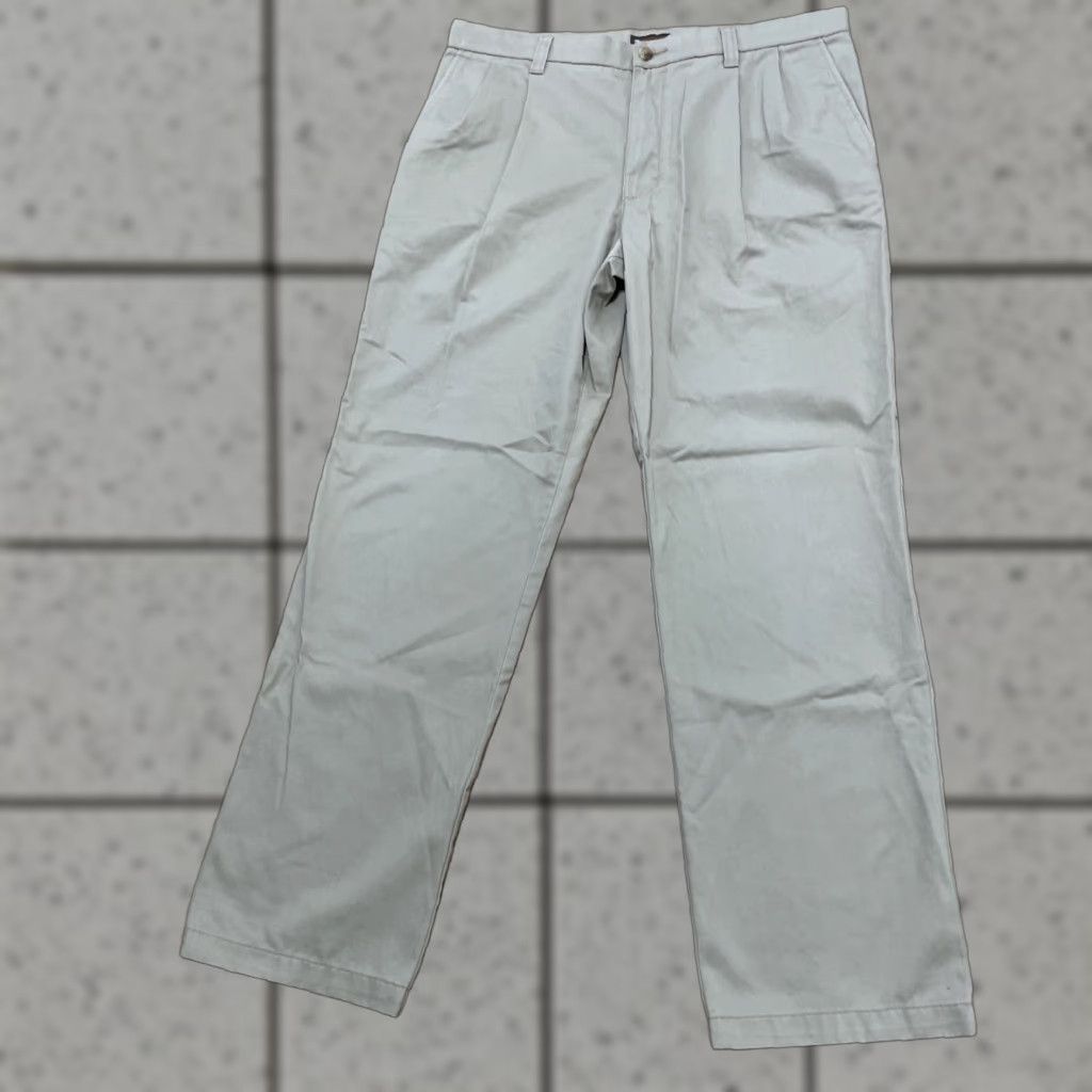 Cherokee Cherokee Pants Men Khaki Pleated Front Workwear Retro Y2k Straight 36x34 Beige Cotton Canvas Regular Size US 34 / EU 50 - 1 Thumbnail