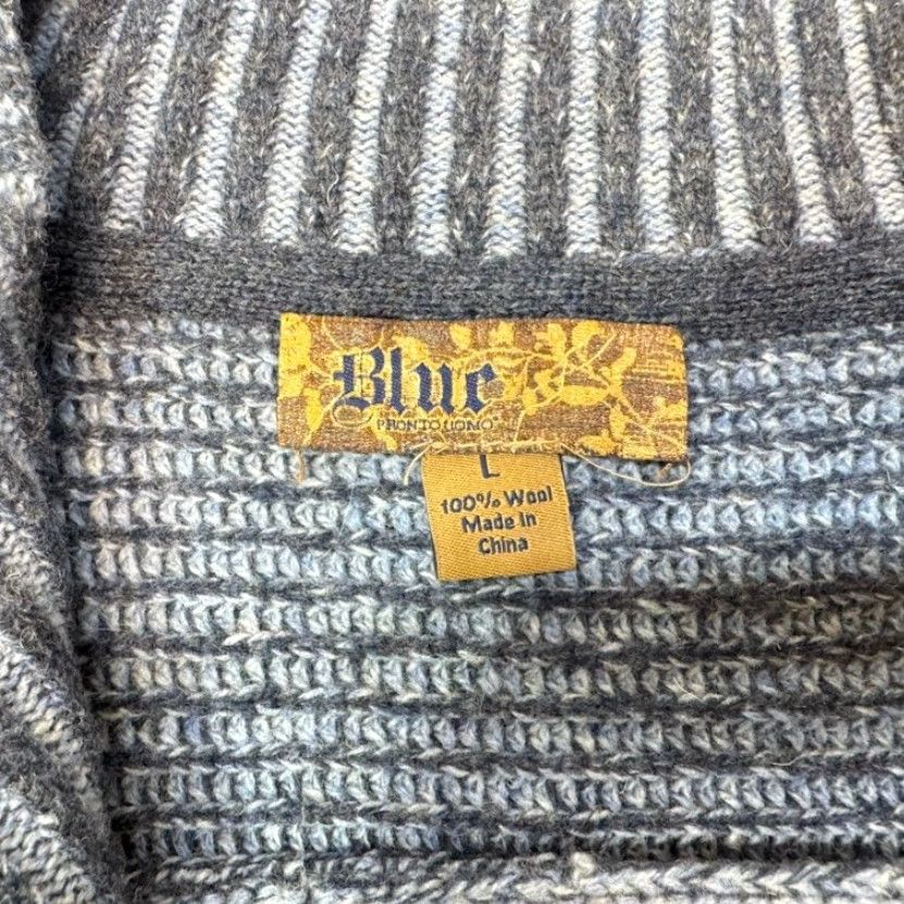 Pronto Uomo Pronto Uomo Mens Blue Wool 1/4 Zip Sweater Large Heather 100% Wool Blues Size US L / EU 52-54 / 3 - 7 Thumbnail