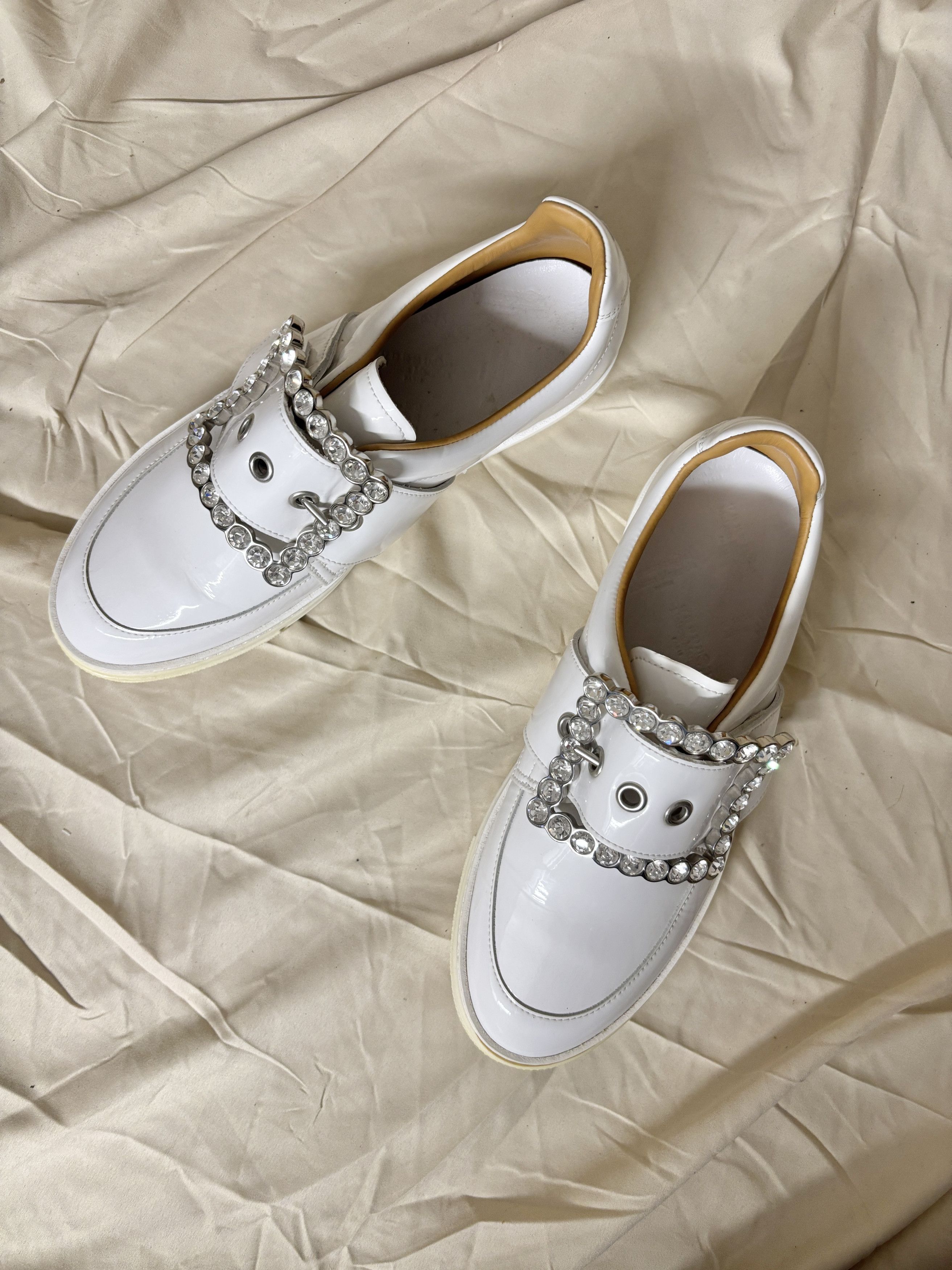 Maison Margiela Margiela white patent sneakers with crystal buckle Size US 10 / IT 40 - 6 Thumbnail