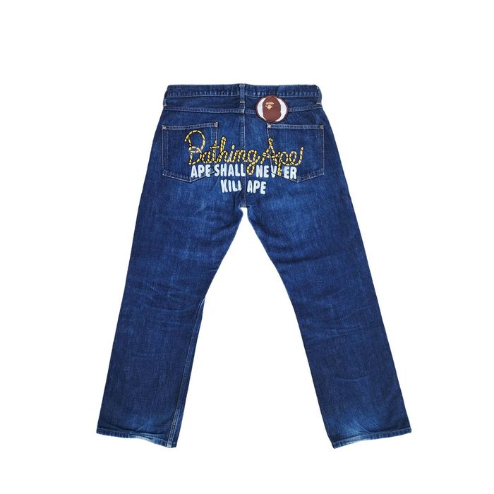 Bape Bape Jeans ASNKA Print Big Ape Head Patch DENIM Archive | Grailed