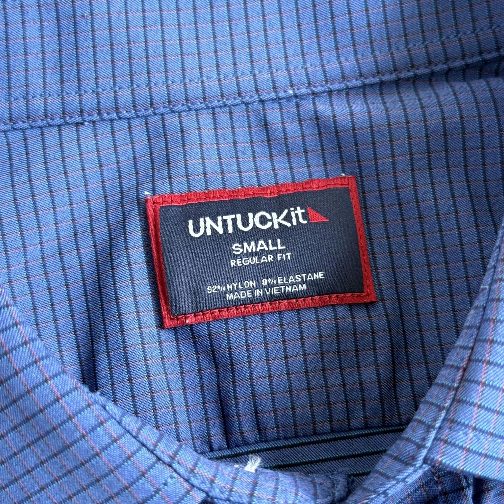 UNTUCKit UNTUCKit Shirt Mens Small Blue Check Regular Fit Button Up Long Sleeve (Stain) Size US S / EU 44-46 / 1 - 4 Thumbnail
