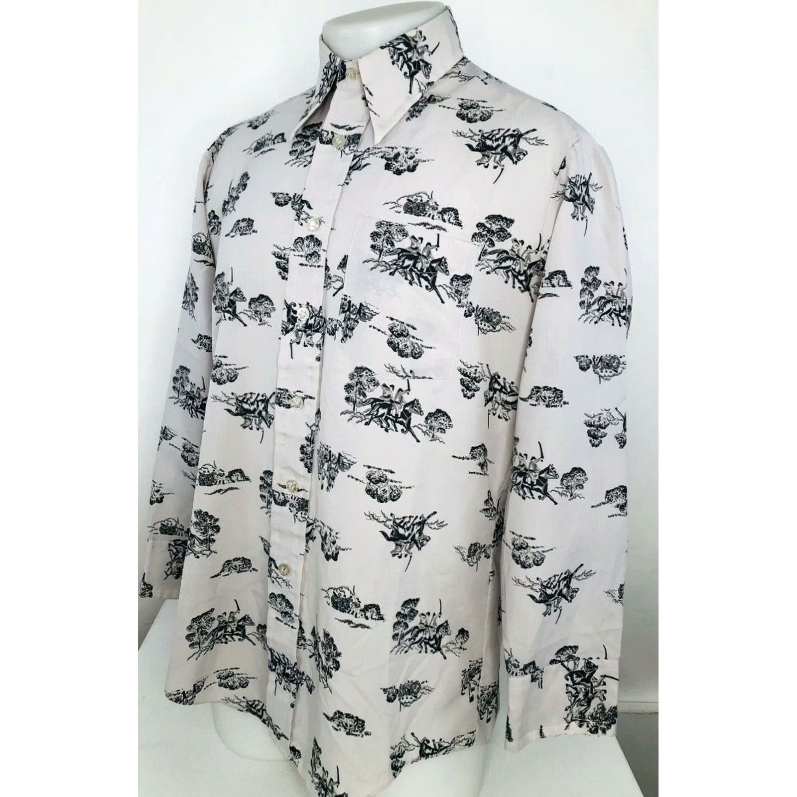 Vintage VINTAGE Civil War BATTLE SOLDIERS Ultima Military Shirt Lg. Button-Up 60s Men Gray Long Sleeve Soldier Theme Mens Size US L / EU 52-54 / 3 - 2 Thumbnail