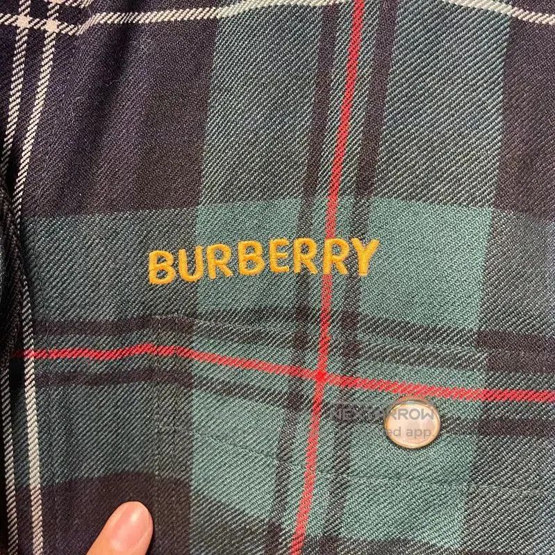 Burberry Men's Green Plaid Shirt Jacket.