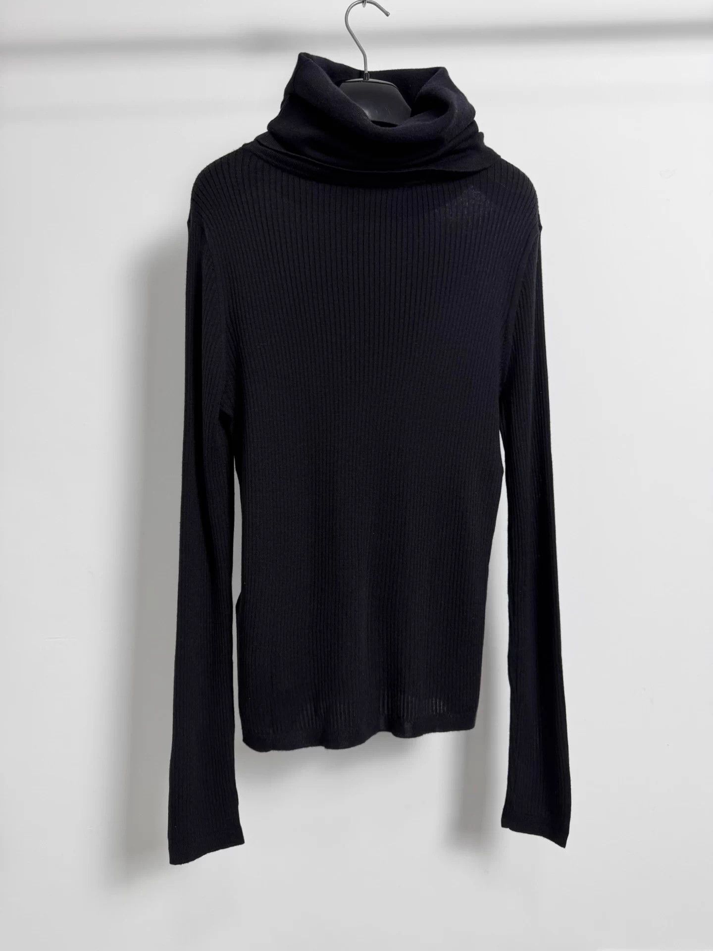 Saint Laurent Paris SLP22FW Black Turtleneck Wool-Cashmere-Silk Sweater L Size US L / EU 52-54 / 3 - 2 Thumbnail