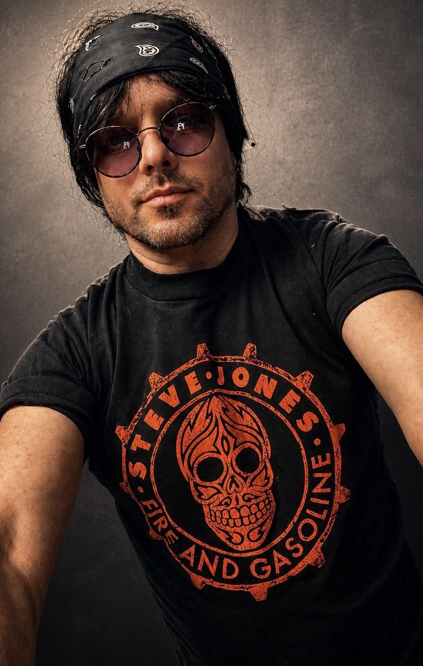 Other Steve Jones/Sex Pistols FIRE AND GASOLINE 1989 T-shirt. Size US M / EU 48-50 / 2 - 9 Thumbnail
