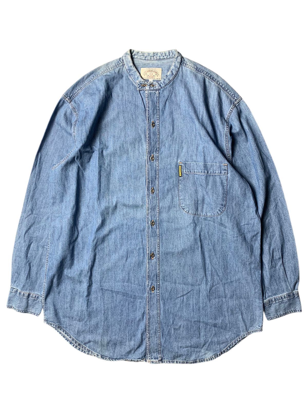 Giorgio Armani 1990s Armani Jeans Collarless Blue Jeans Shirt Size US L / EU 52-54 / 3 - 1 Thumbnail