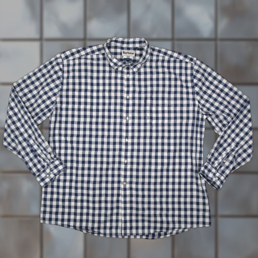 Barbour Barbour Shirt Mens 2XL Blue Check Long Sleeve Button-Up Casual Pocket Shirt - 100% Cotton Size US XXL / EU 58 / 5 - 1 Thumbnail