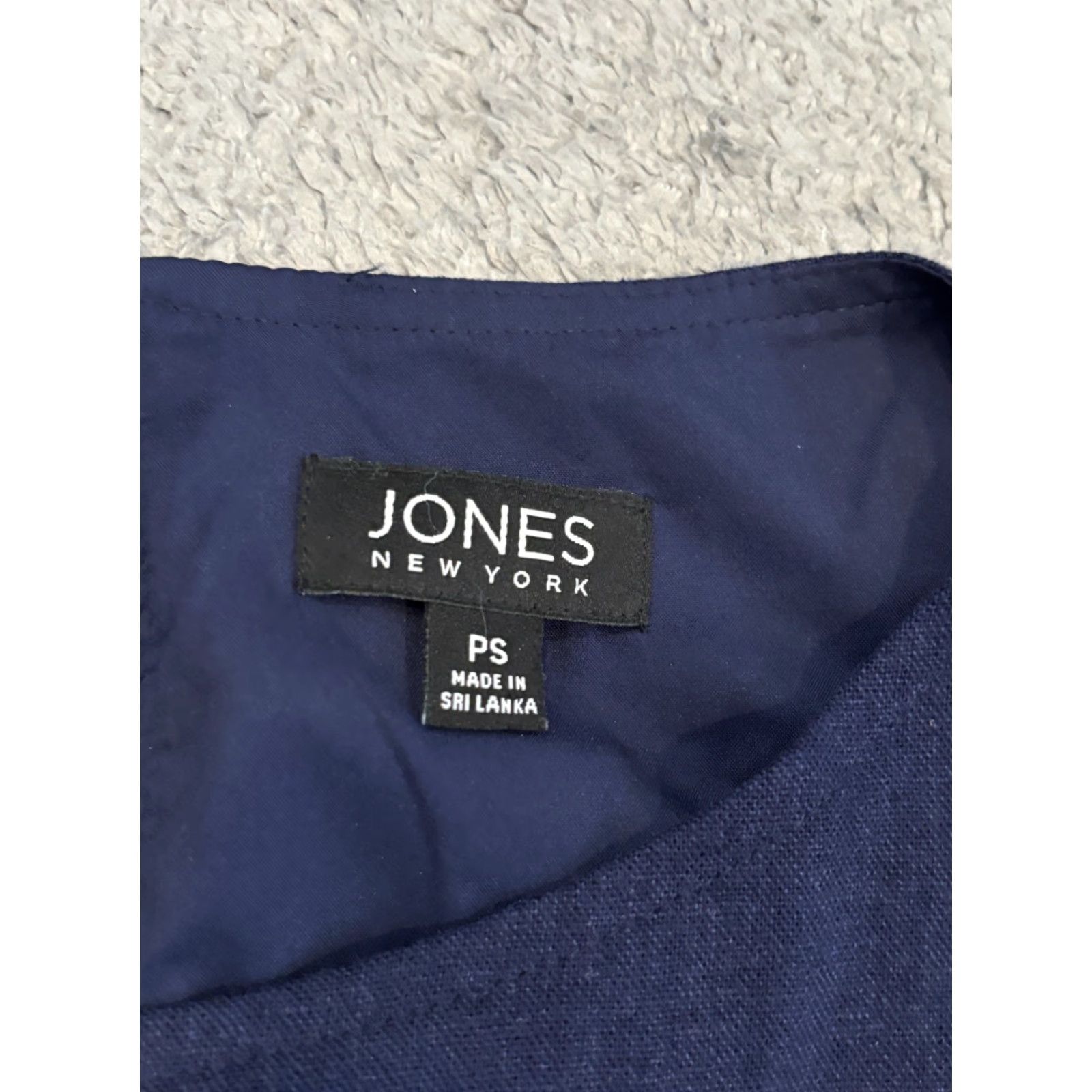 Jones New York Jones New York Sheath Dress Womens PS Petite Small Navy Blue Linen Blend S/S Size S / US 4 / IT 40 - 2 Thumbnail