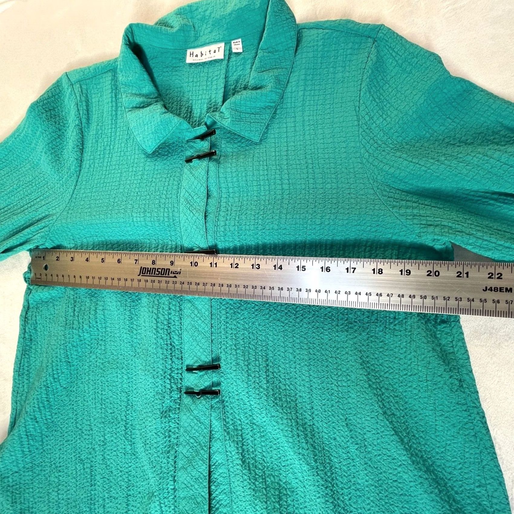 Habitat Habitat Womens Long Sleeve Button-Down Blouse Top Large Turquoise Lightweight Size L / US 10 / IT 46 - 7 Thumbnail