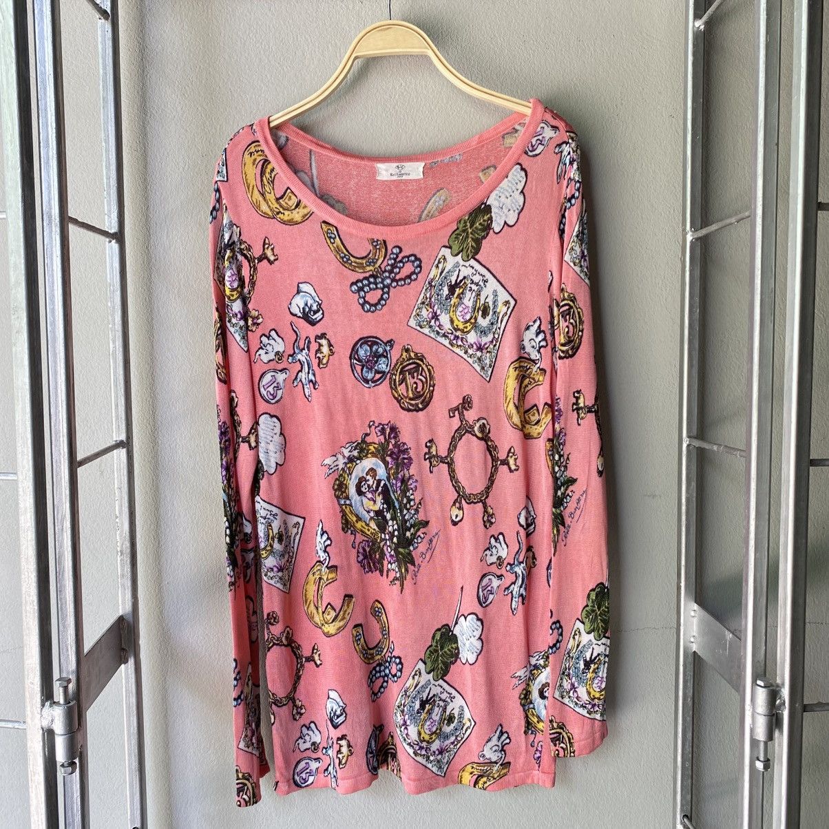 Karl Lagerfeld Karl Lagerfeld Pink Graphic Print Long Sleeve Top Size S / US 4 / IT 40 - 1 Thumbnail
