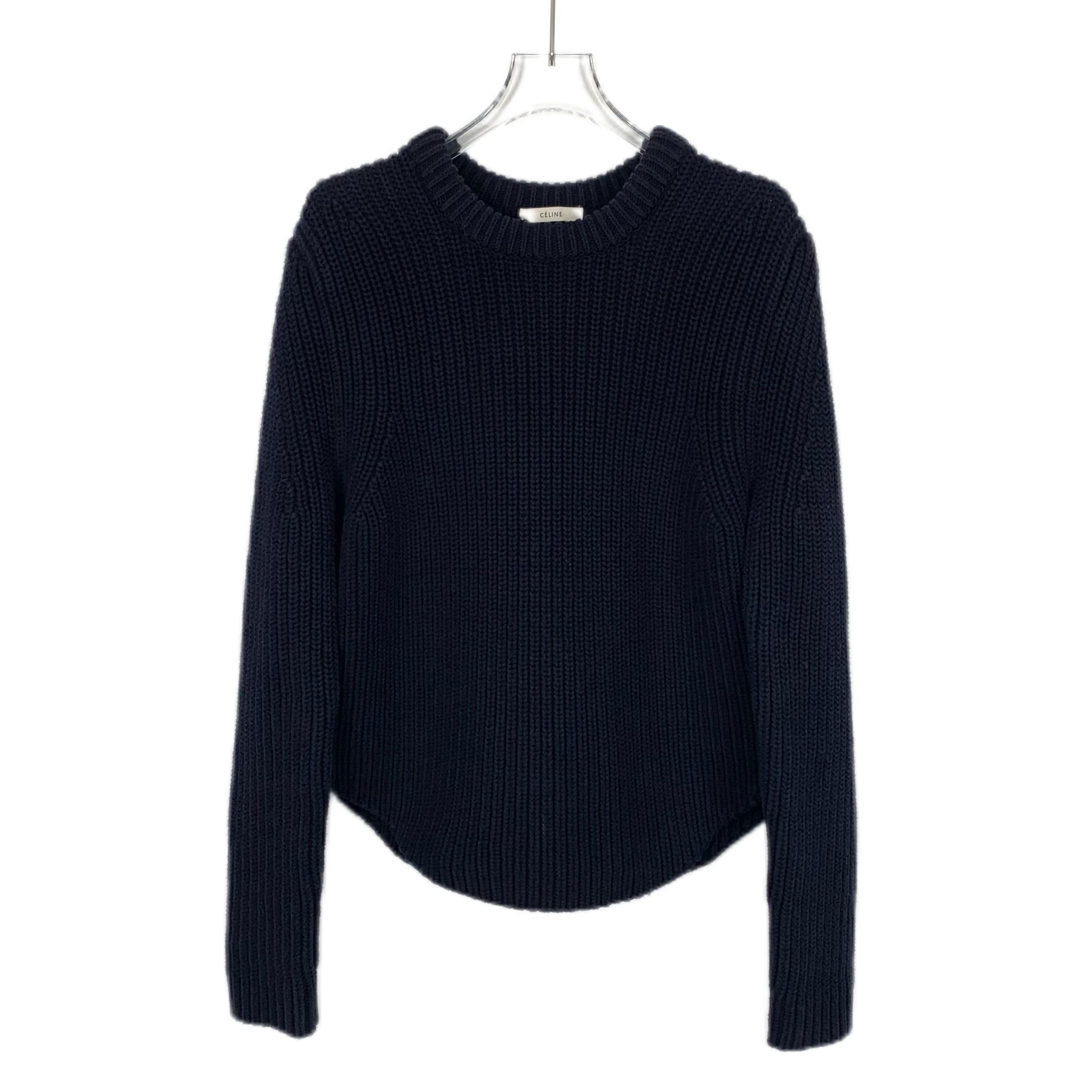 Celine Celine Navy Cotton Crewneck Knit Sweater (Size M) Size M / US 6-8 / IT 42-44 - 1 Thumbnail