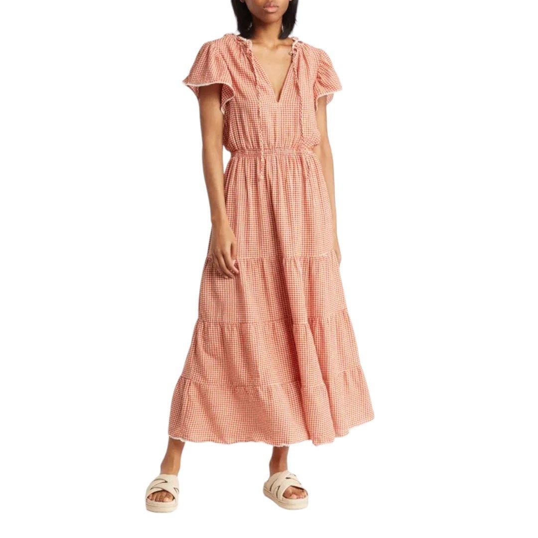 Other Max Studio Gingham Flutter Sleeve Maxi Dress Brick Large Size L / US 10 / IT 46 - 1 Thumbnail