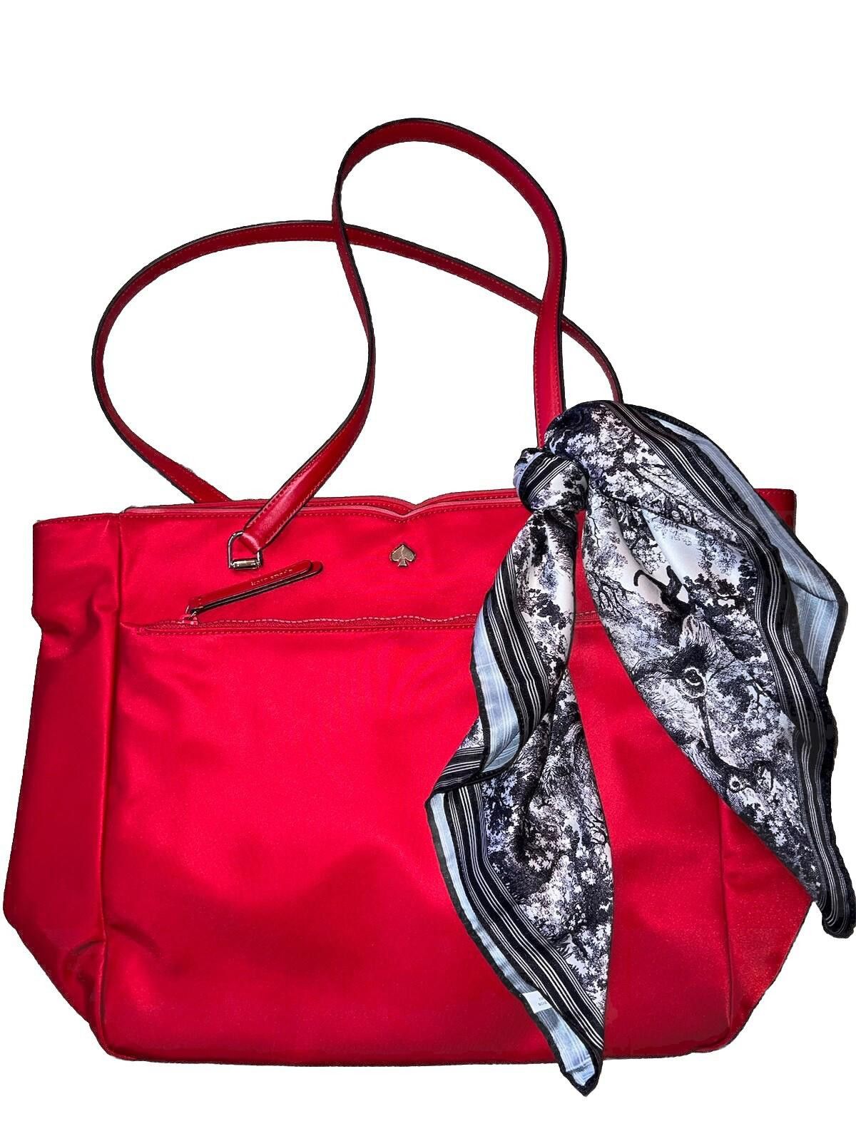 Kate Spade NEW Kate Spade Red Nylon Handbag Purse Tote Bag w/ Scarf Size ONE SIZE - 1 Thumbnail