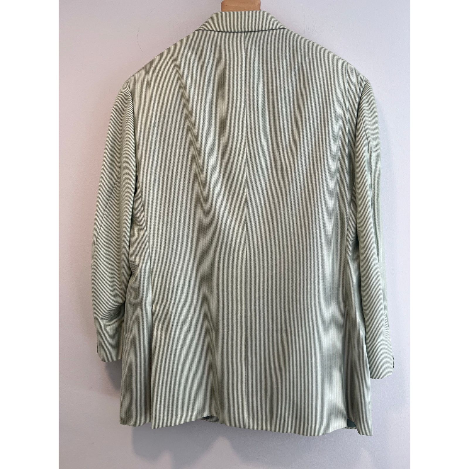 Brioni Brioni Cashmere & Silk Green White Pinstripe Suit Jacket 46R Size 46R - 11 Thumbnail
