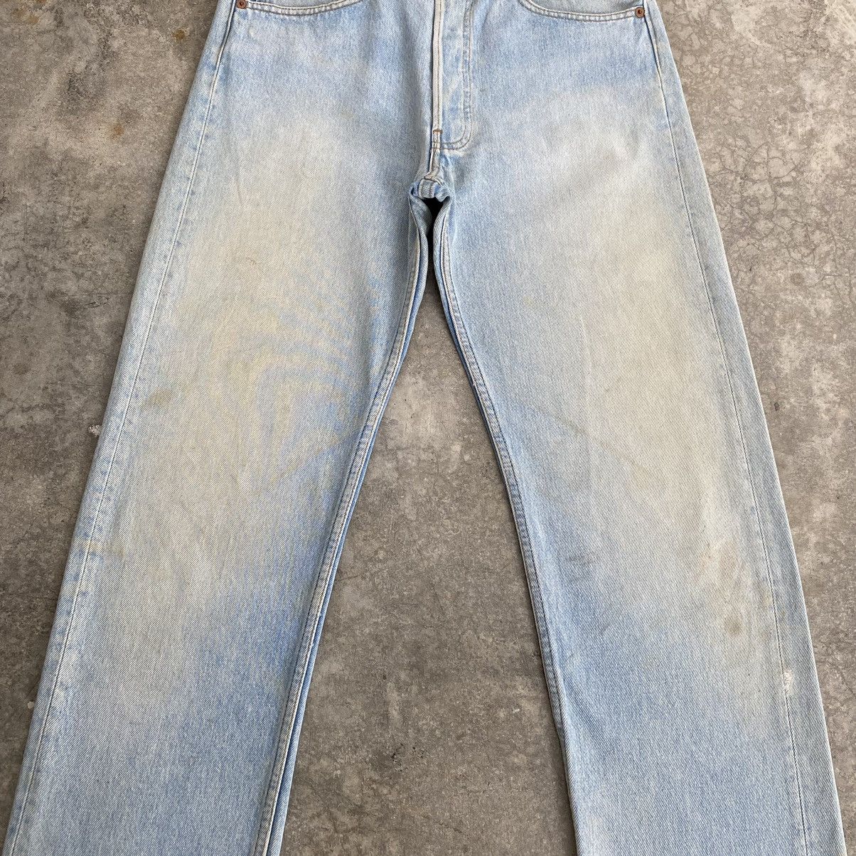 Levi's Vintage 1990 Levis 501 Light Blue Mud Jeans Size US 31 - 3 Thumbnail