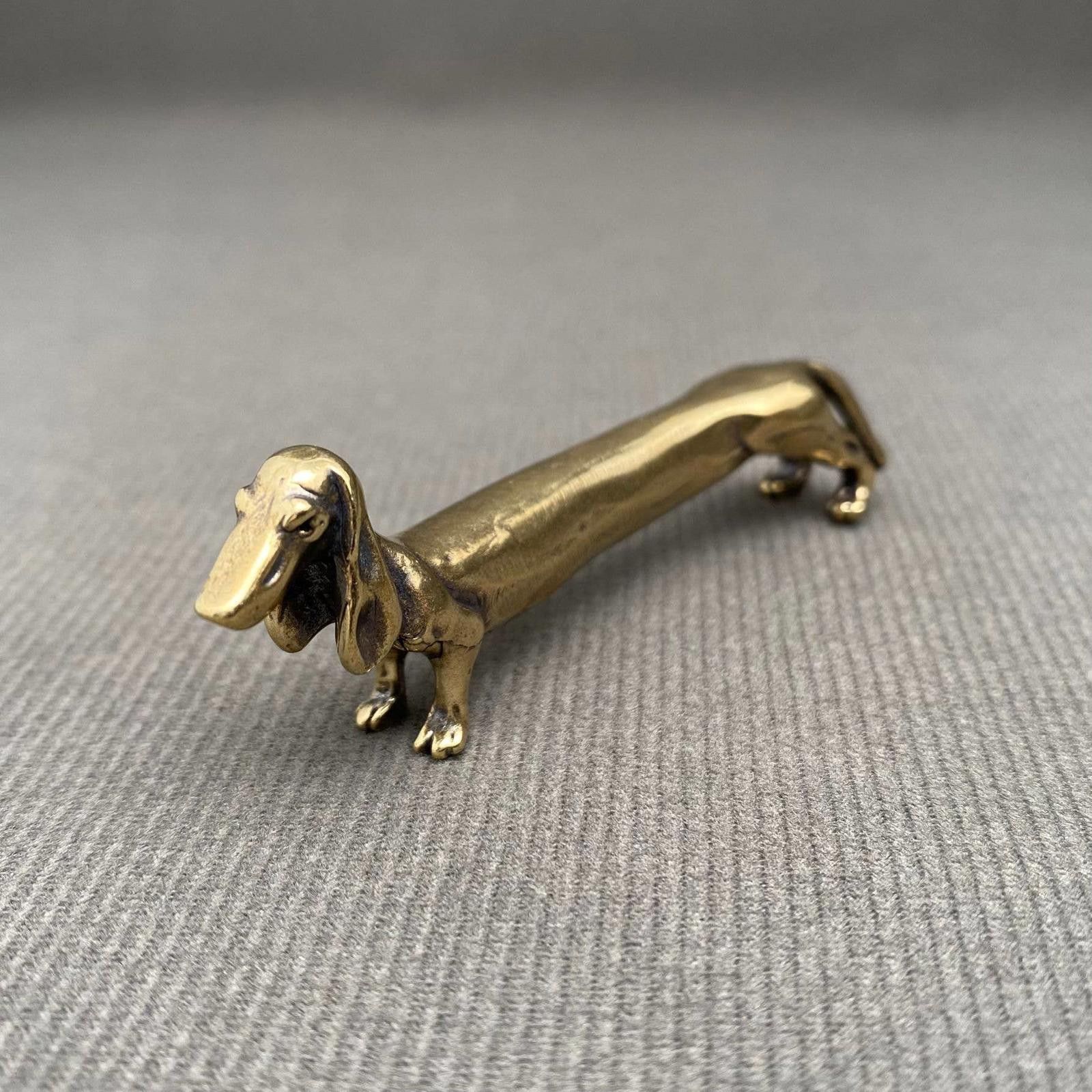 The Unbranded Brand Brass Dachshund Figurine Sculpture Size ONE SIZE - 2 Thumbnail