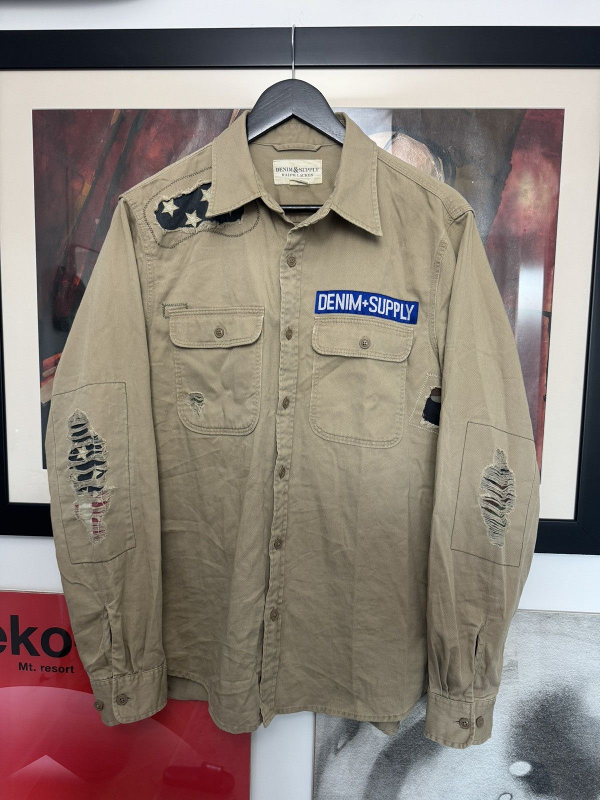 Ralph Lauren Denim&Supply USA Flag Patchwork Button Up Shirt