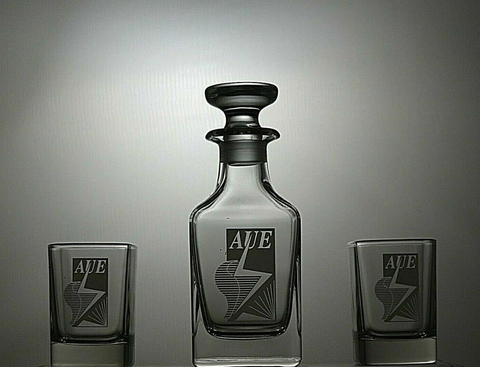 The Unbranded Brand Decanter and 2 Shot Liqueur Glasses in Box Engraved AUE Size ONE SIZE - 2 Thumbnail