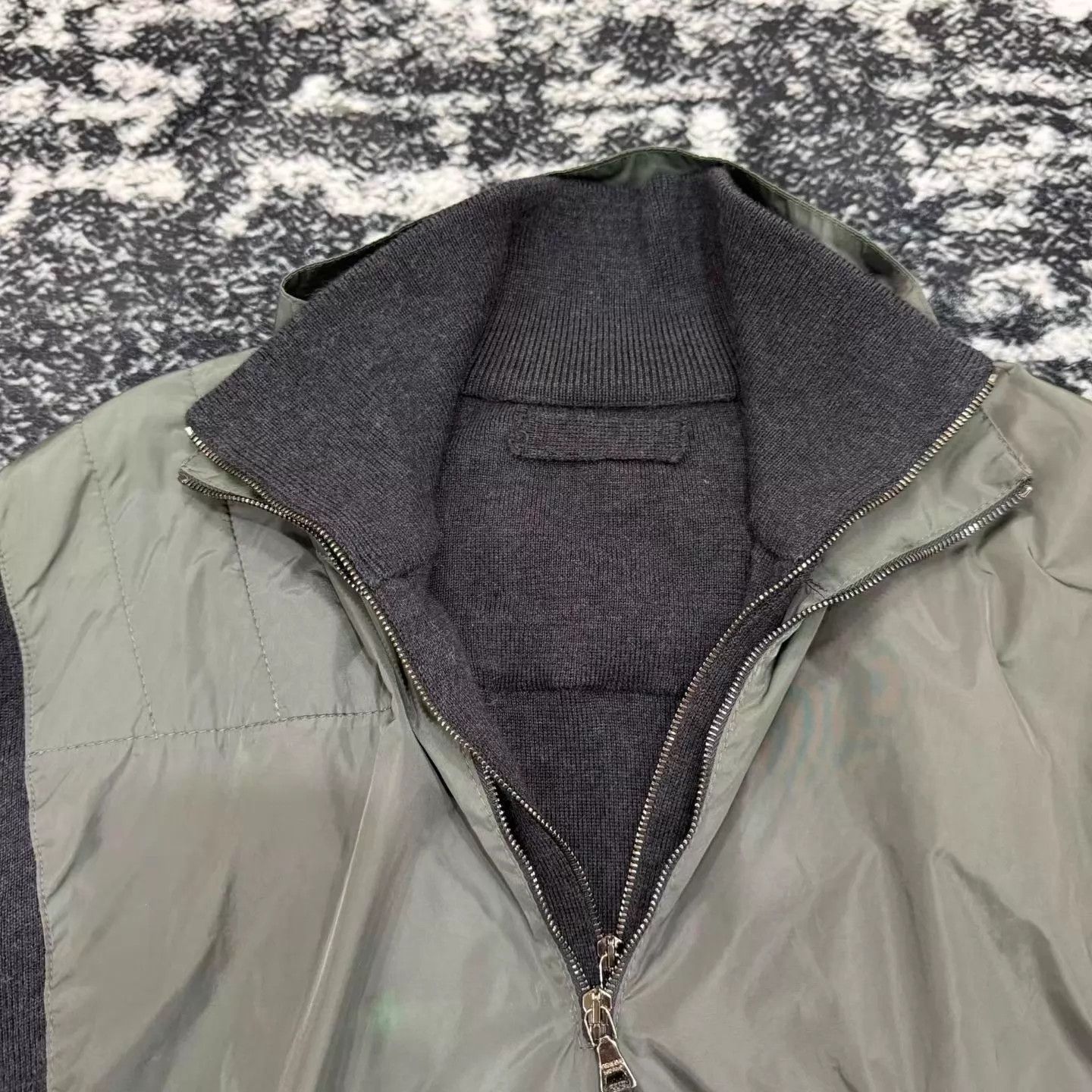 Prada Prada Navy Blue Wool-Nylon Layered Jacket Size US M / EU 48-50 / 2 - 2 Thumbnail