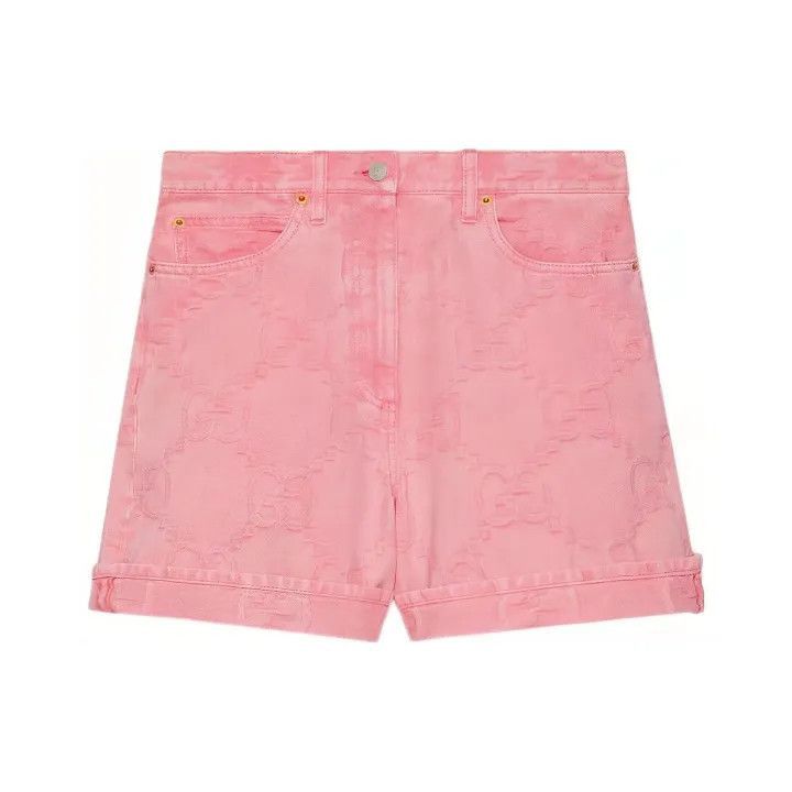 Gucci Gucci Pink GG Pattern Denim Shorts for Women-2507 Size 26" / US 2 / IT 38 - 1 Thumbnail
