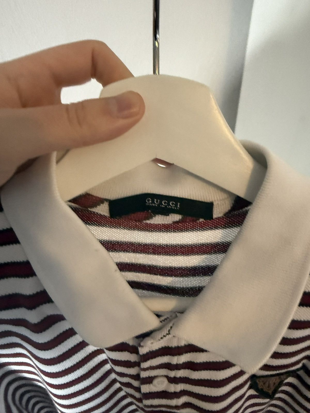 Gucci Striped Cotton Polo with Embroidered Crest Patch Size US M / EU 48-50 / 2 - 7 Thumbnail