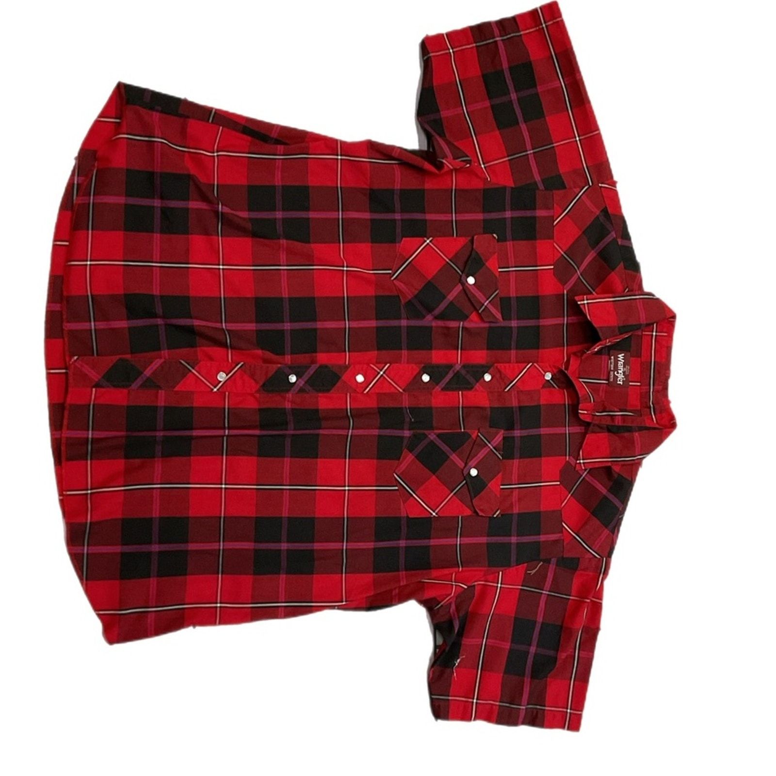 Wrangler Wrangler Red Plaid Pearl Snap Western Shirt Size US XL / EU 56 / 4 - 1 Thumbnail