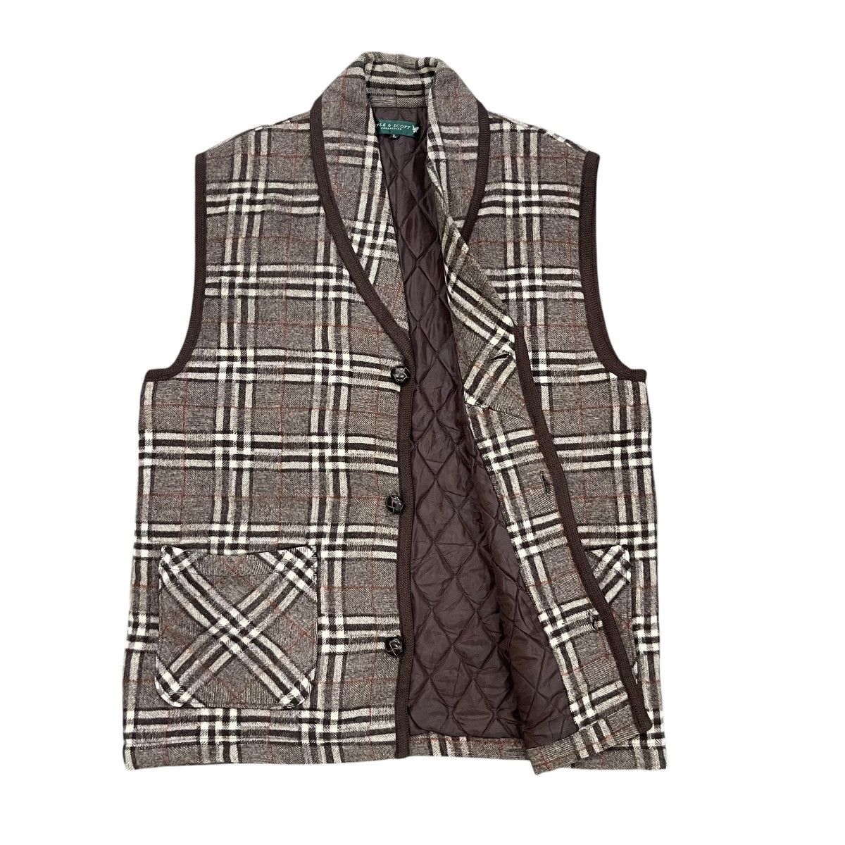 Lyle & Scott × Vintage Vintage Lyle & Scott Checked Wool Button Vest Size US L / EU 52-54 / 3 - 7 Thumbnail