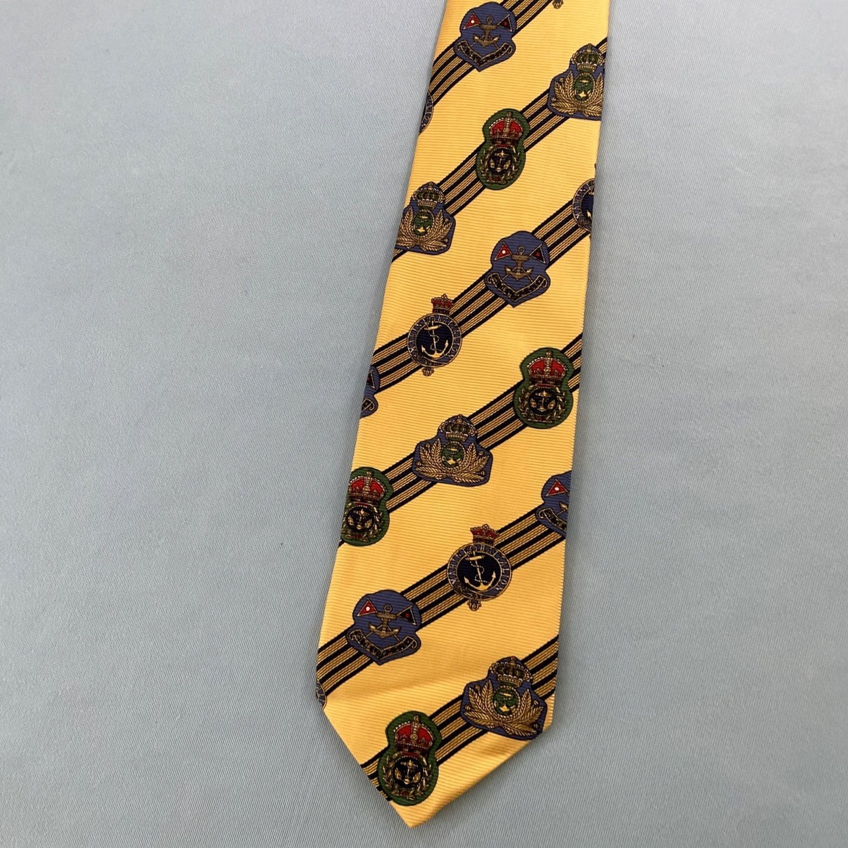Faconnable VINTAGE Façonnable Silk Tie Yacht Nautical Crest France Yellow Blue Repp Tie 60" Neckwear Men Silk Woven Tie" Size ONE SIZE - 3 Thumbnail