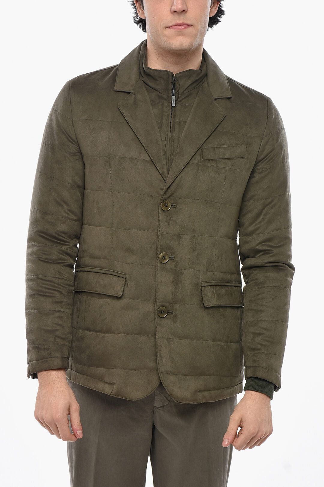 CC COLLECTION Eco-Suede Quilted Blazer with Chest Piece