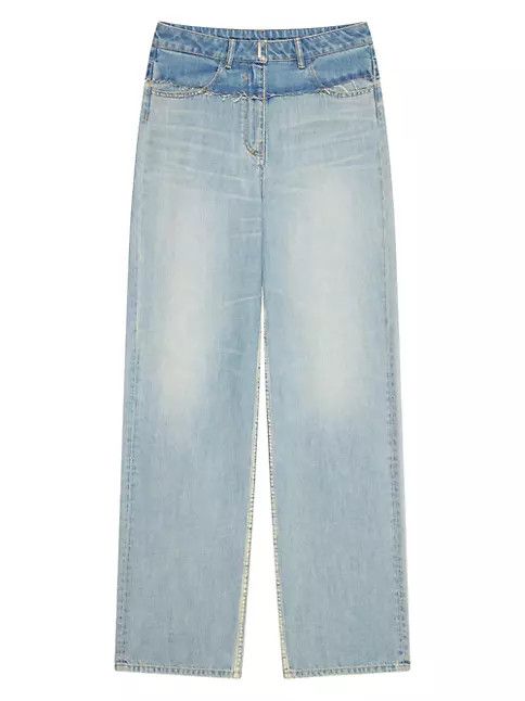 Givenchy o1srvl11e0724 Oversized Jeans In Mixed Denim in Pale Blue Size 28" / US 6 / IT 42 - 1 Thumbnail
