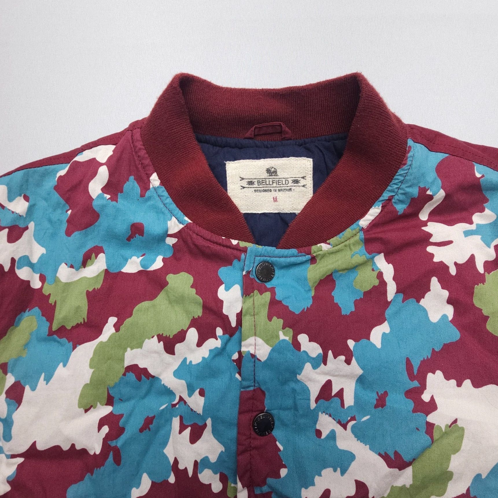 Bellfield VINTAGE Bellfield Camouflage Bomber Jacket Mens M Slim Lined Cotton Snap Up Short Coat Size US M / EU 48-50 / 2 - 5 Thumbnail