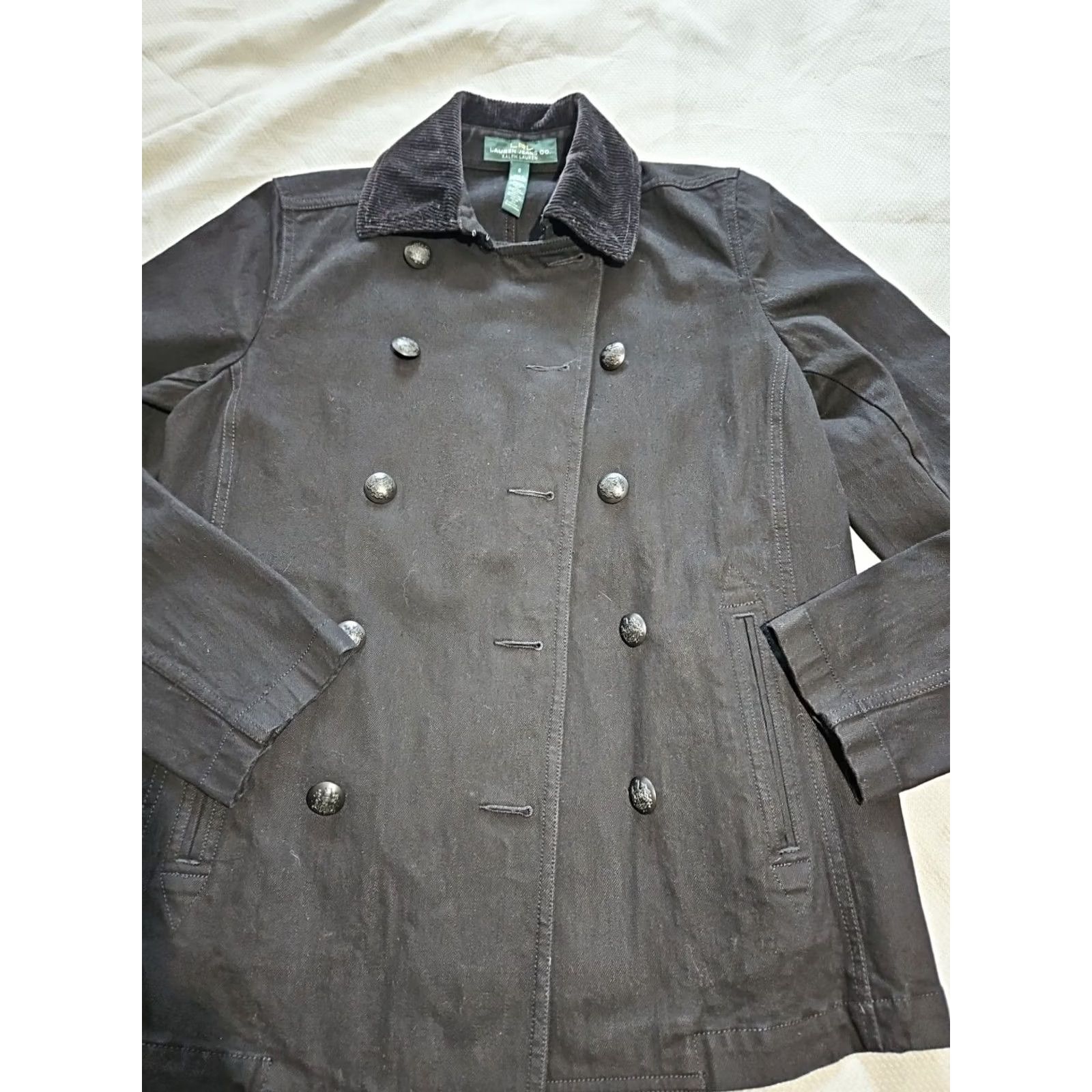 Ralph Lauren VINTAGE Ralph Lauren Double Breasted Jacket Womens 8 Black Denim Corduroy Collar Top Size M / US 6-8 / IT 42-44 - 5 Thumbnail