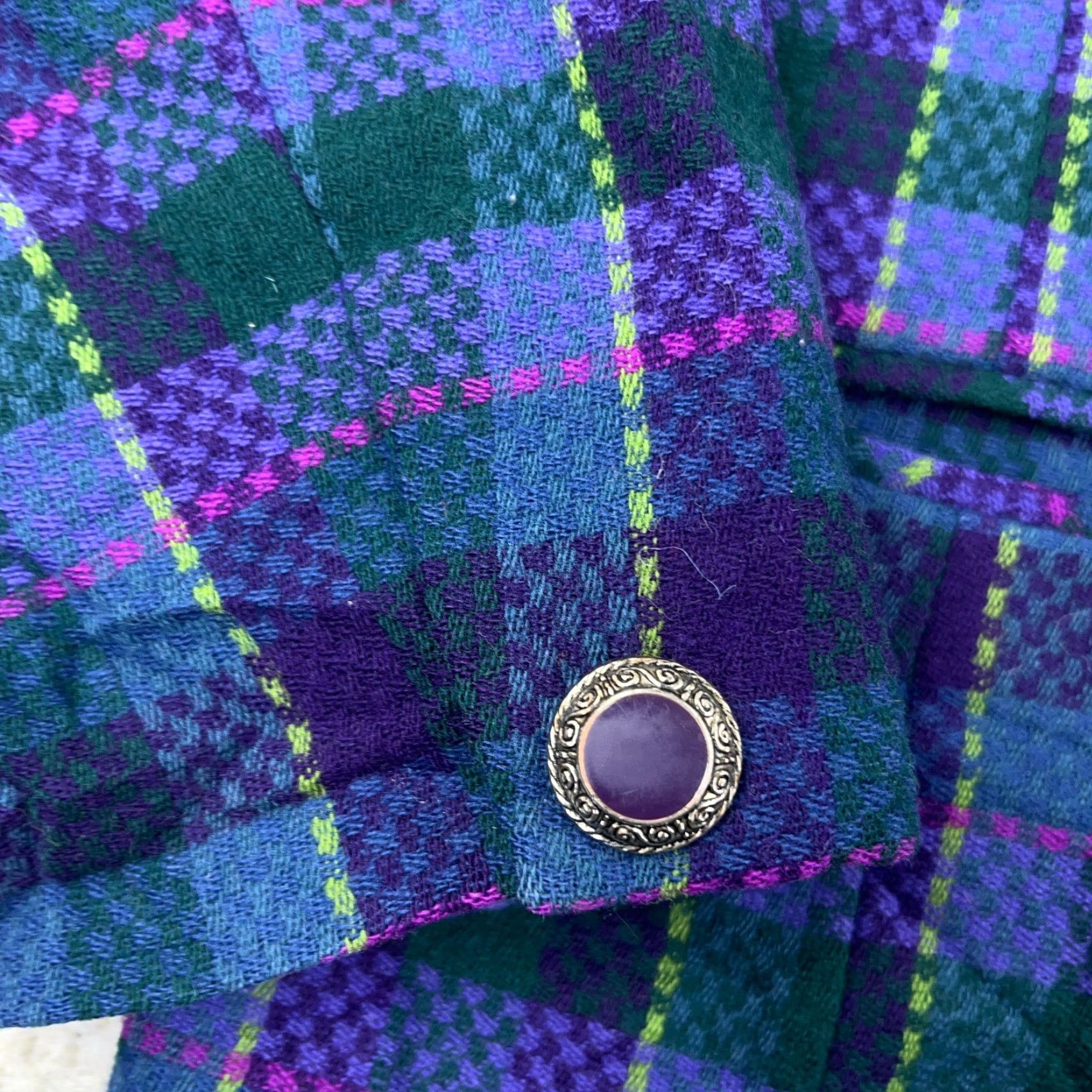 Pendleton VINTAGE Pendleton Blazer Wool Plaid Purple 20W Women’s Tweed Short Jacket Blazer Vintage Christmas 90s Mens Womens? Size 3XL / US 20-22 - 6 Thumbnail