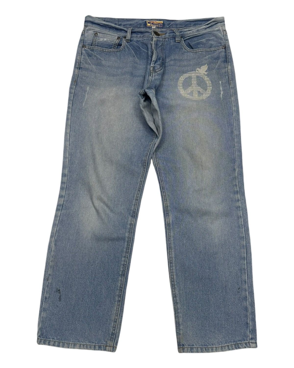 Kapital Vintage Titicaca ☮️ Logo Distressed Denim Jeans Size US 32 / EU 48 - 1 Thumbnail