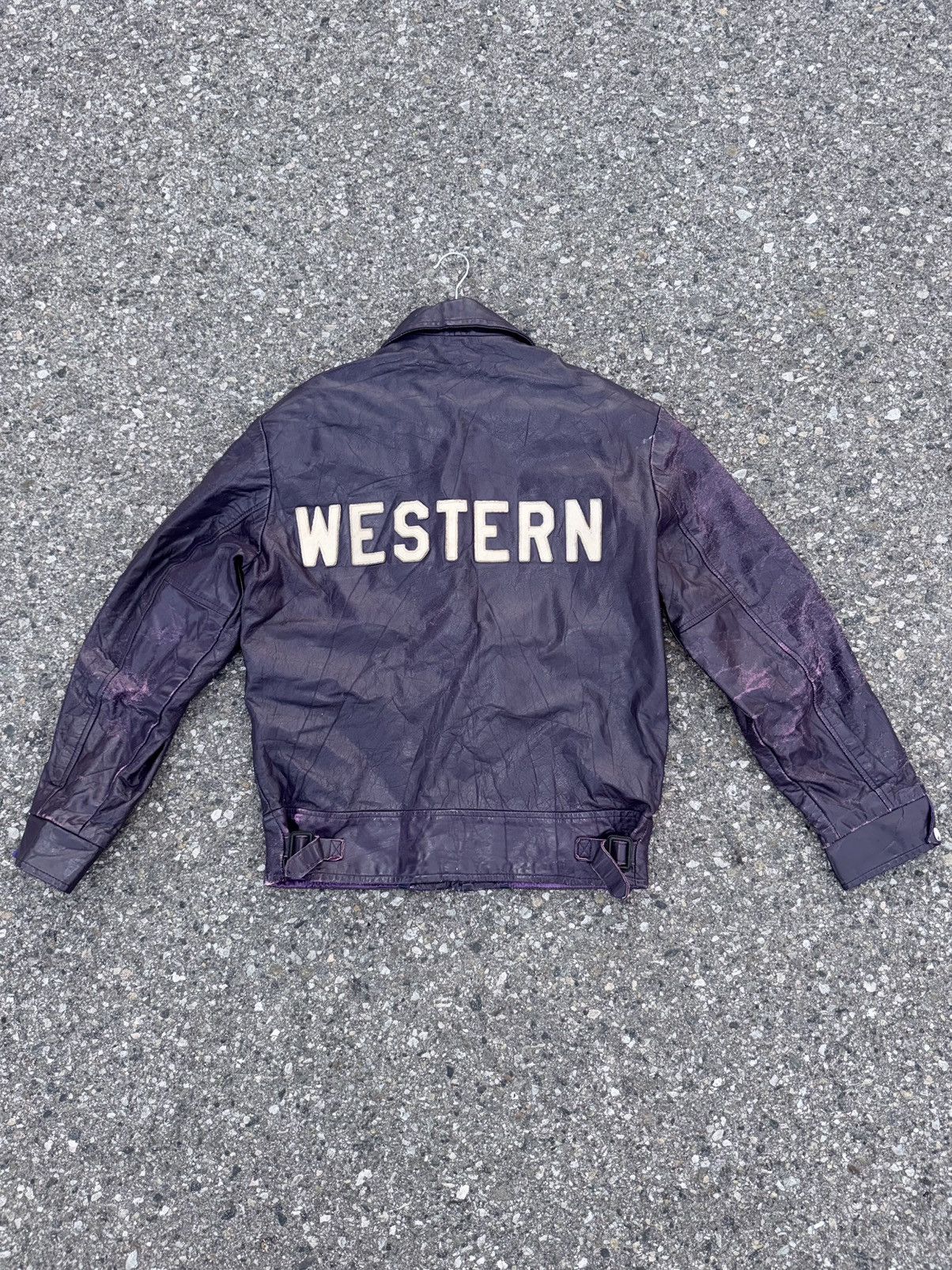 Other 1970S DISTRESSED VARSITY WESTERN LEATHER JACKET Size US L / EU 52-54 / 3 - 2 Thumbnail