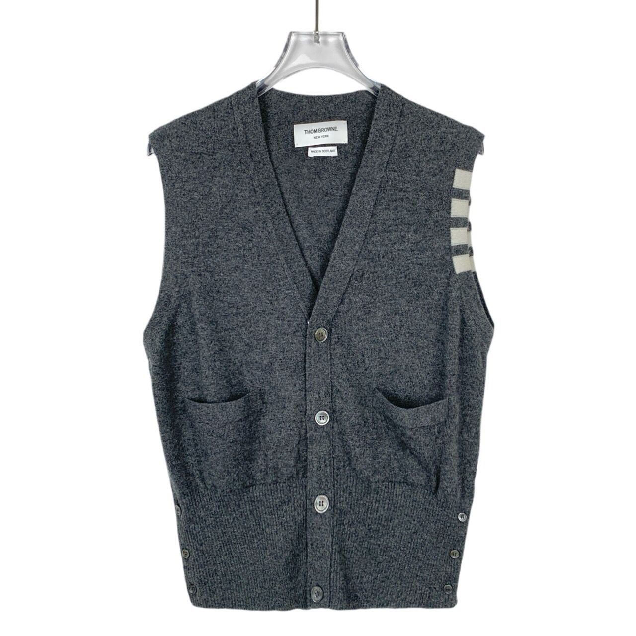 Thom Browne Thom Browne Gray Cashmere V-Neck Button-Down Vest With Pocke Size L / US 10 / IT 46 - 1 Thumbnail