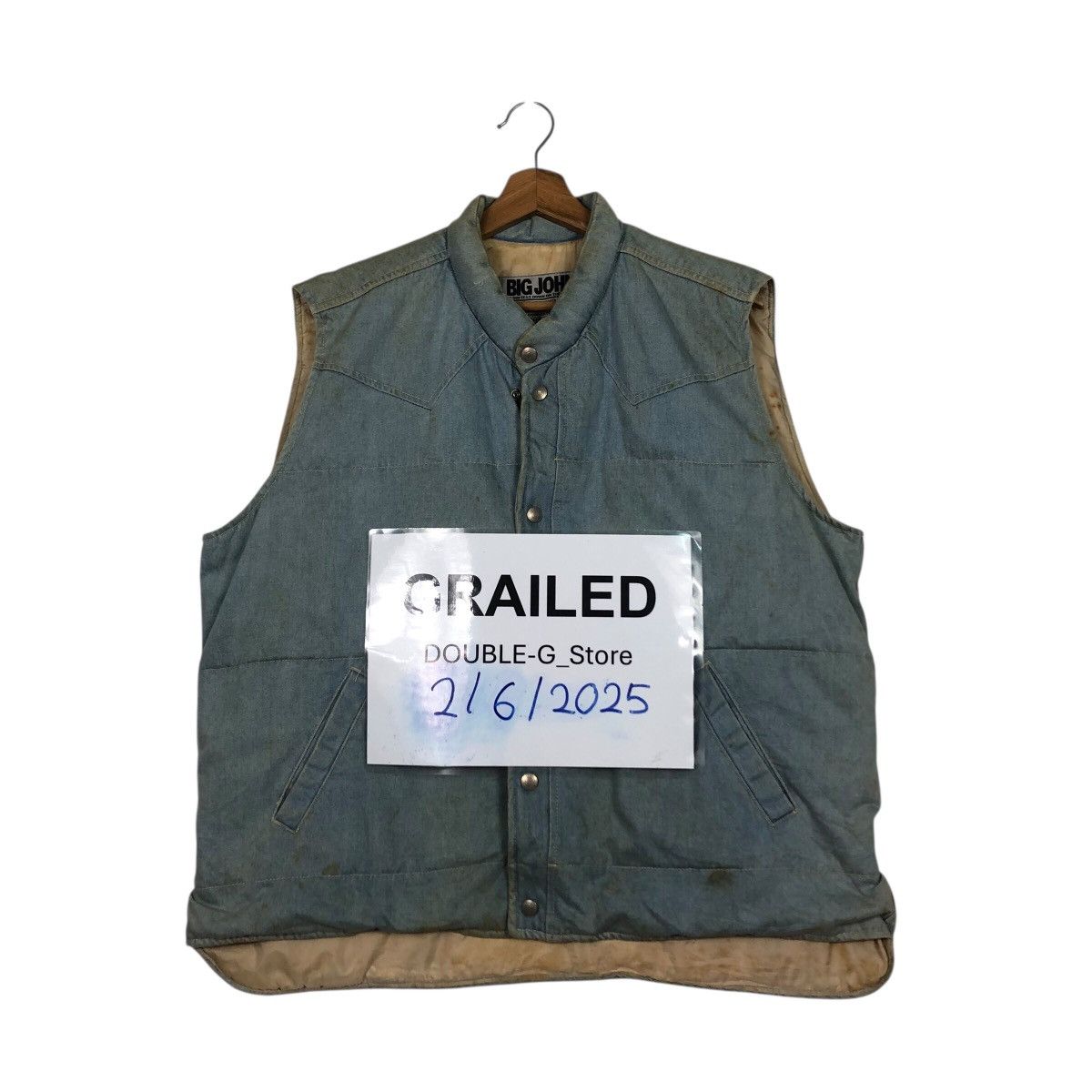 Japanese Brand Big John Vintage Duck-Lined Denim Vest Size US L / EU 52-54 / 3 - 1 Thumbnail