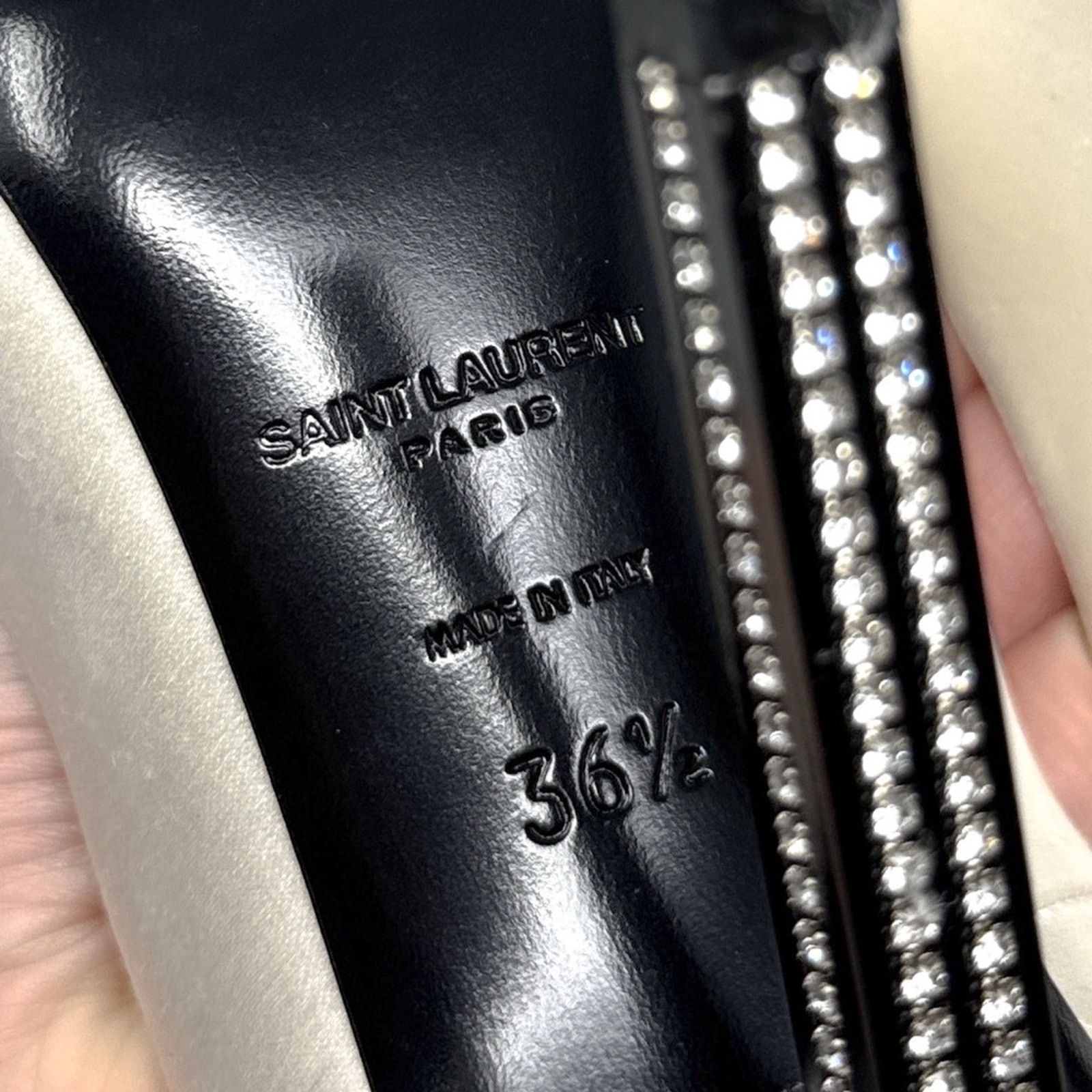 Saint Laurent Paris Saint Laurent Tower 110 Strass Silk Satin Pointed Toe Heels Size US 6.5 / IT 36.5 - 14 Thumbnail