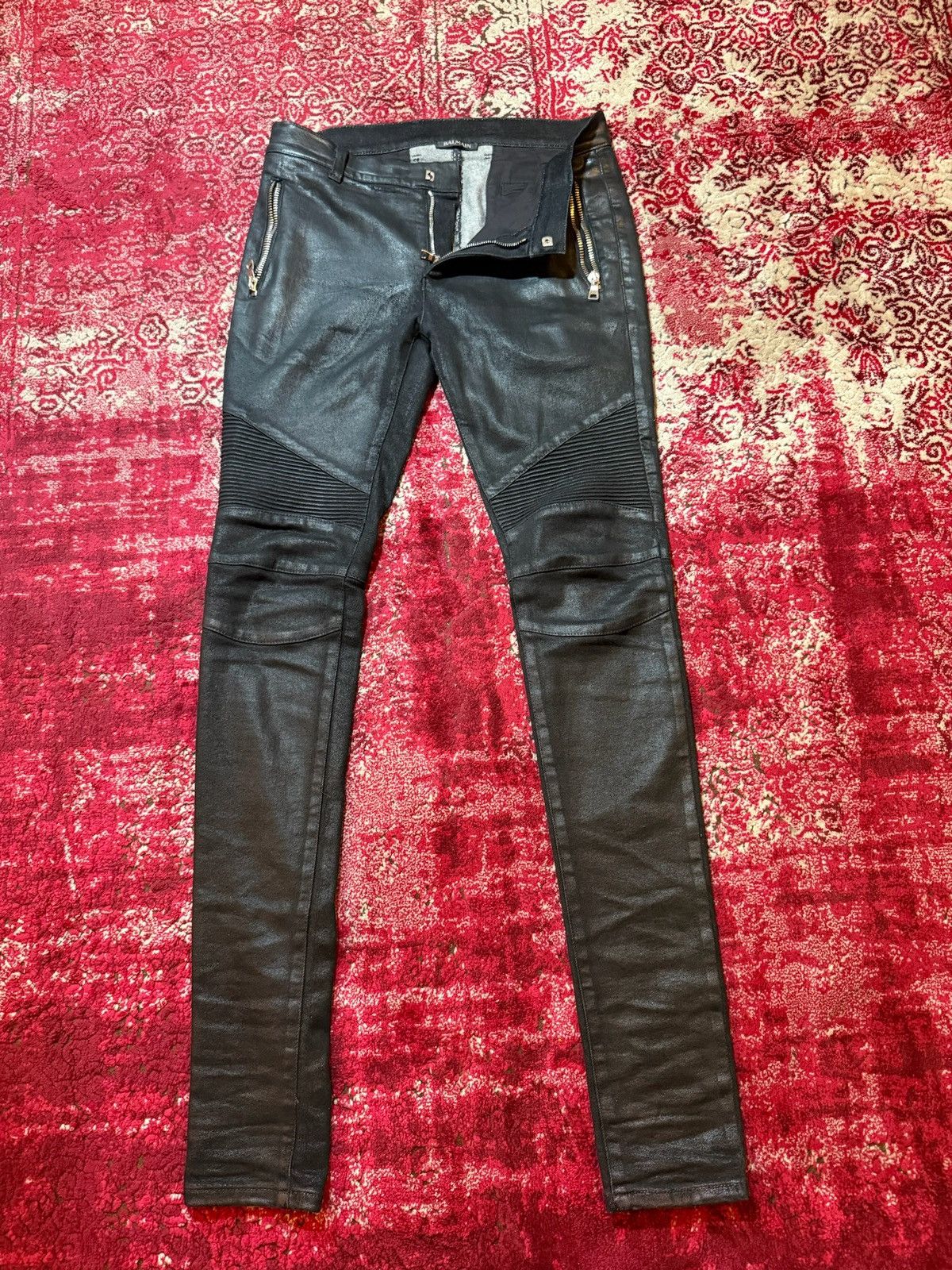 Balmain Waxed Balmian Biker jeans Size US 29 - 3 Thumbnail