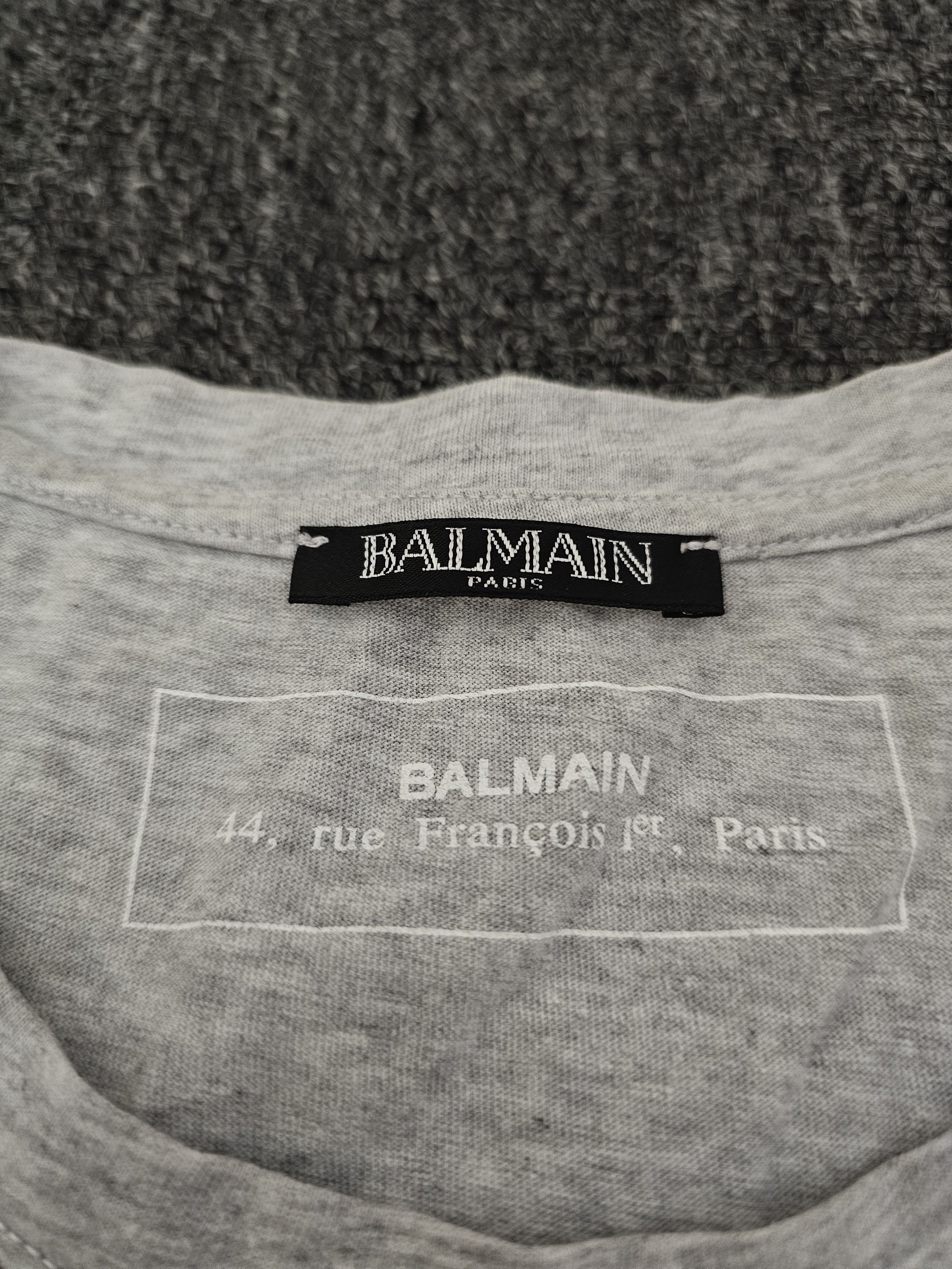 Balmain Balmain Men's Gray Laser Logo T-Shirt Size M Size US M / EU 48-50 / 2 - 3 Thumbnail