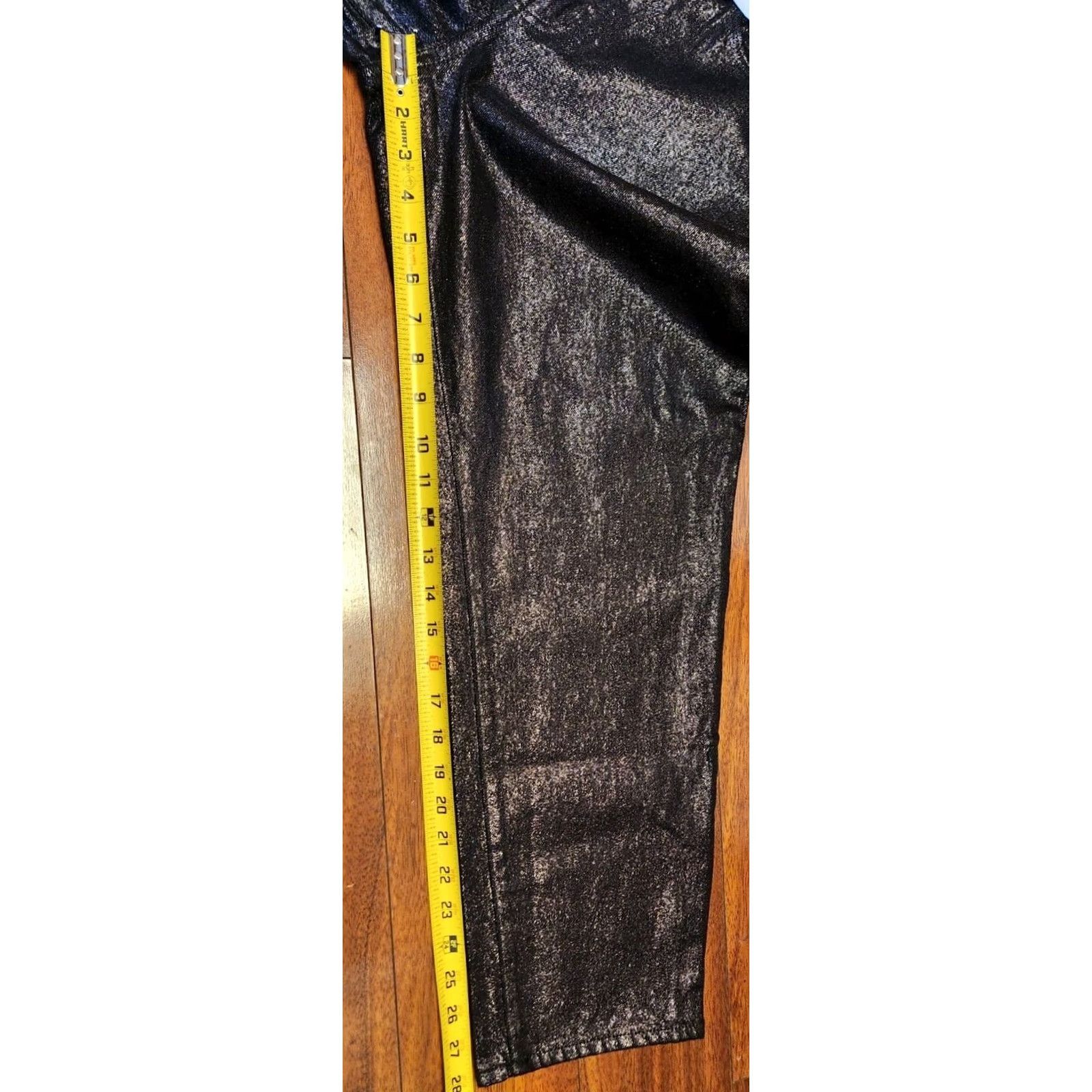 Old Navy VINTAGE Old Navy High-Waist Shine OG Straight Ankle Jeans Womens 12 Black Shine Pant NWT NEW Size 34" / US 12 / IT 48 - 7 Thumbnail